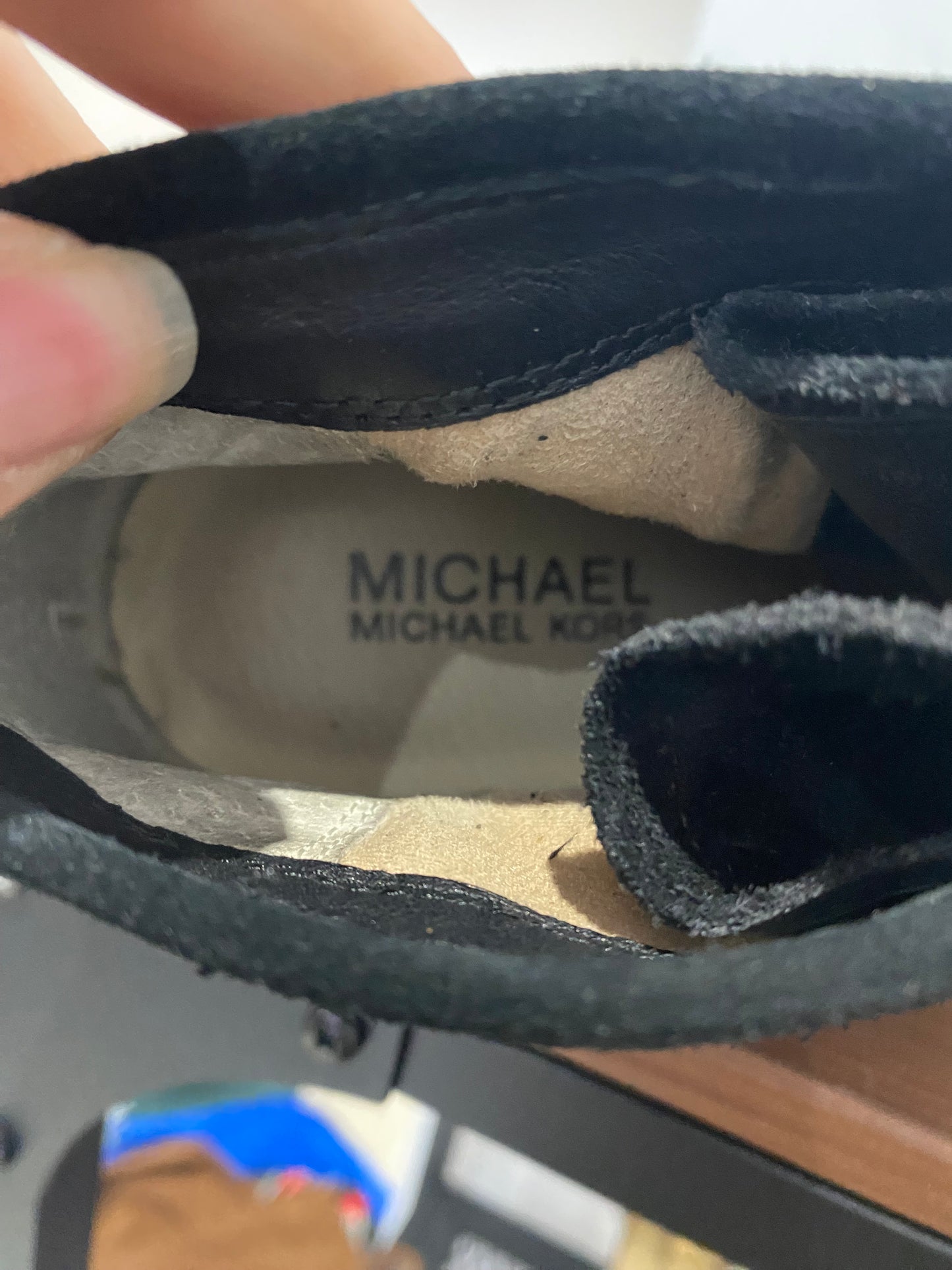 Michael Kors Black Suede Wedge Lace Up Boots Size 4