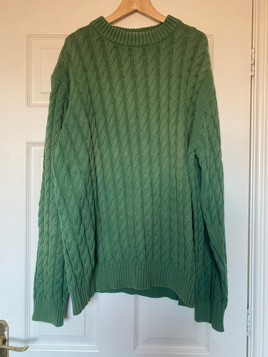 Joules 100% cotton green cable knit jumper size XL