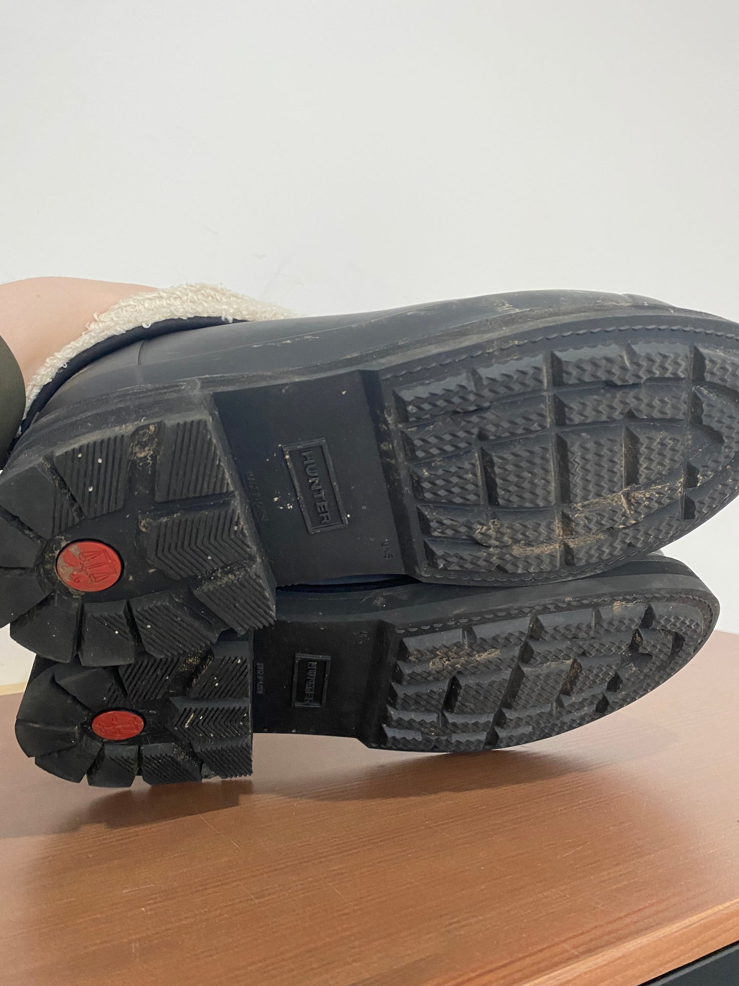 Hunter Refined Stitch Sherpa Black Wellington Boots Size 6