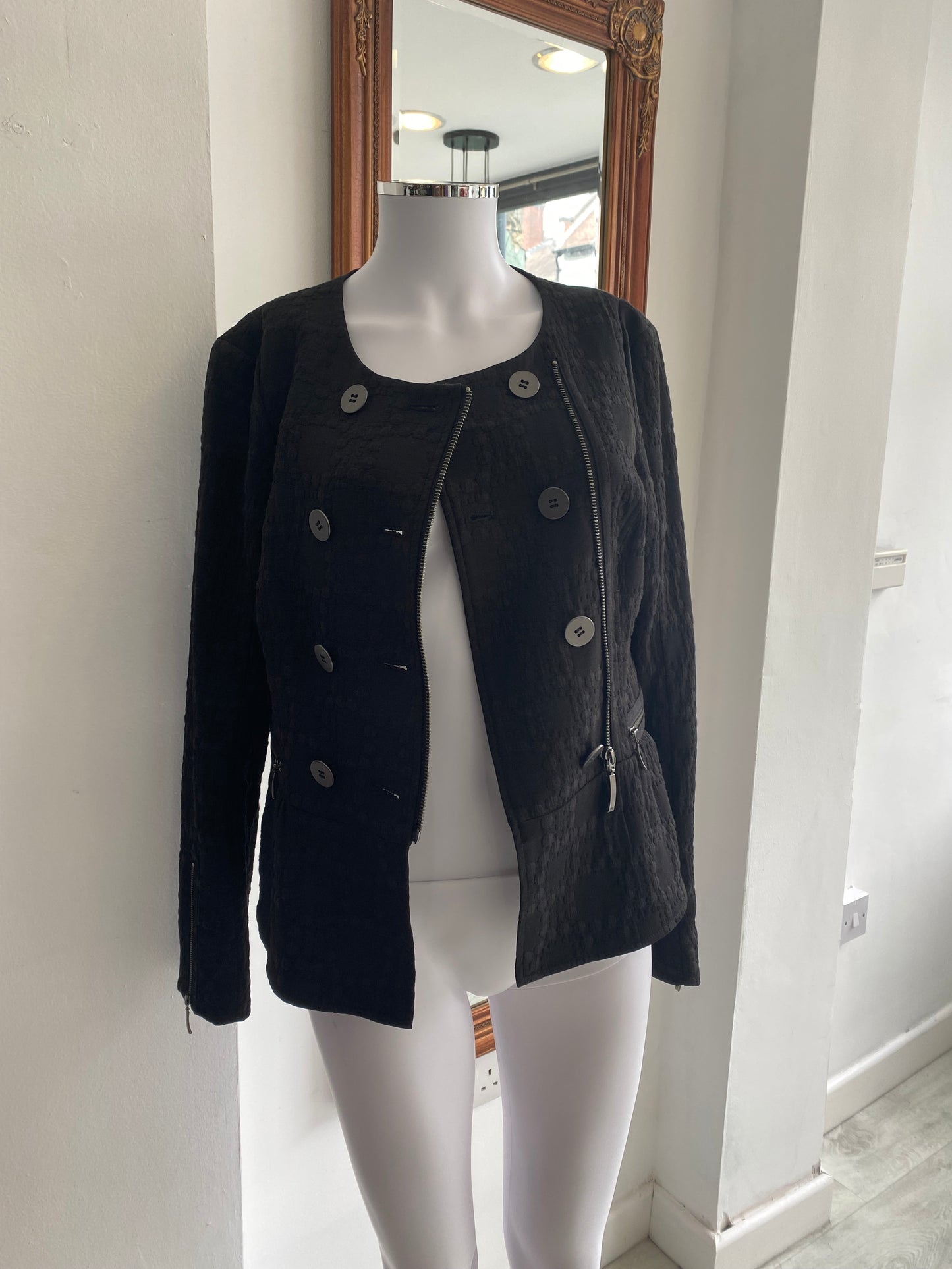 Mint Velvet Black Textured Jacket Size 10