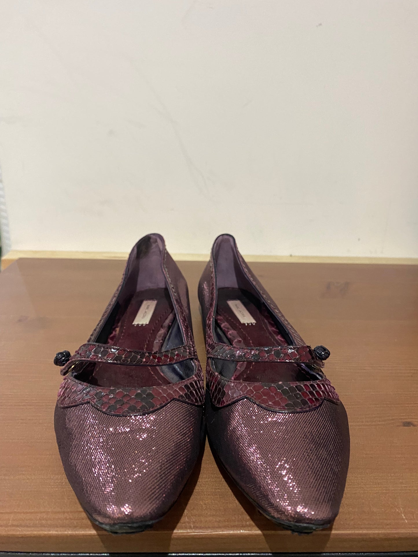 Marc Jacobs Purple Shimmer Flat Shoes Size 6