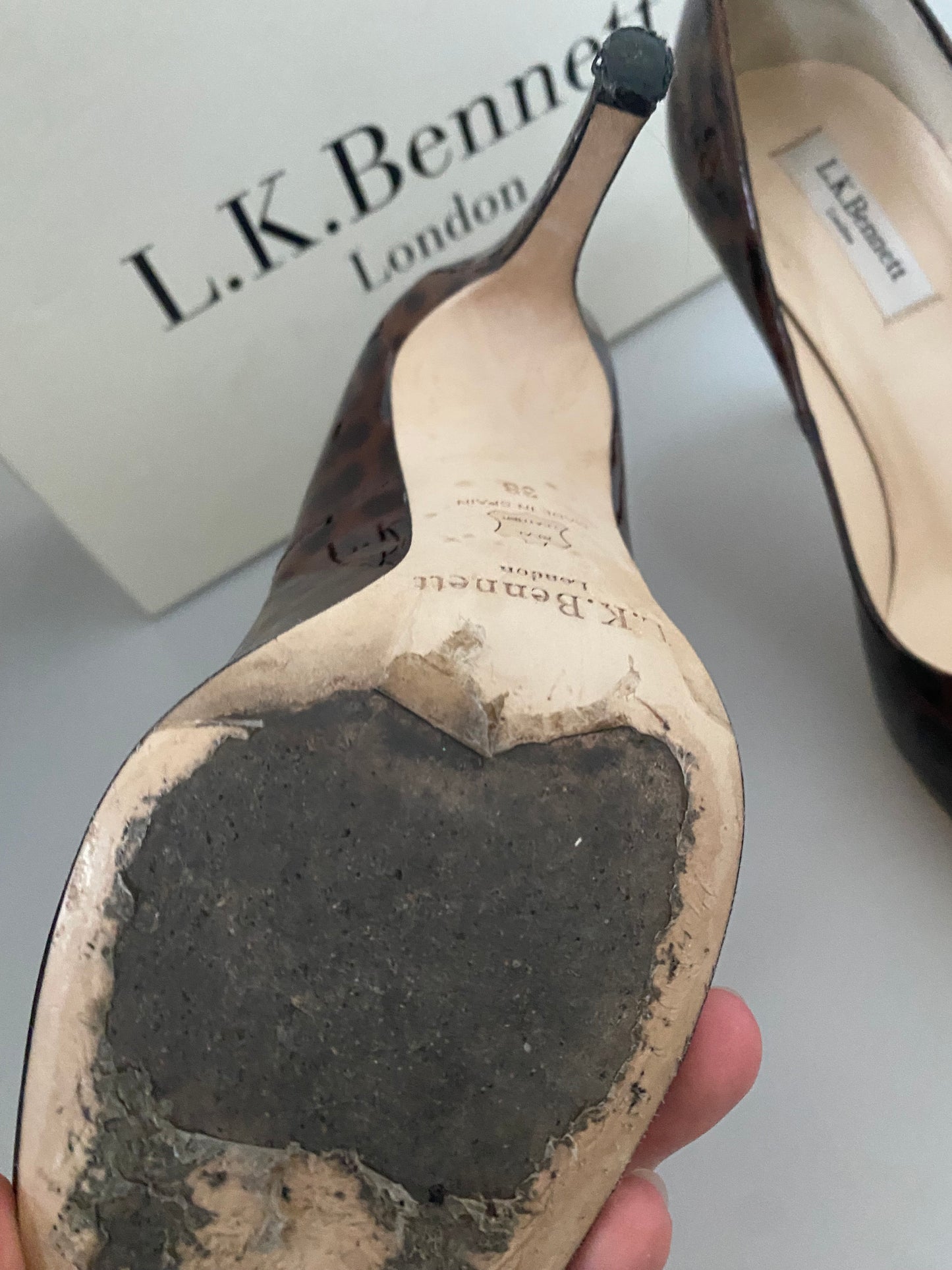 LK Bennett Patent Leather Shilo Leopard Print Heels Size 5