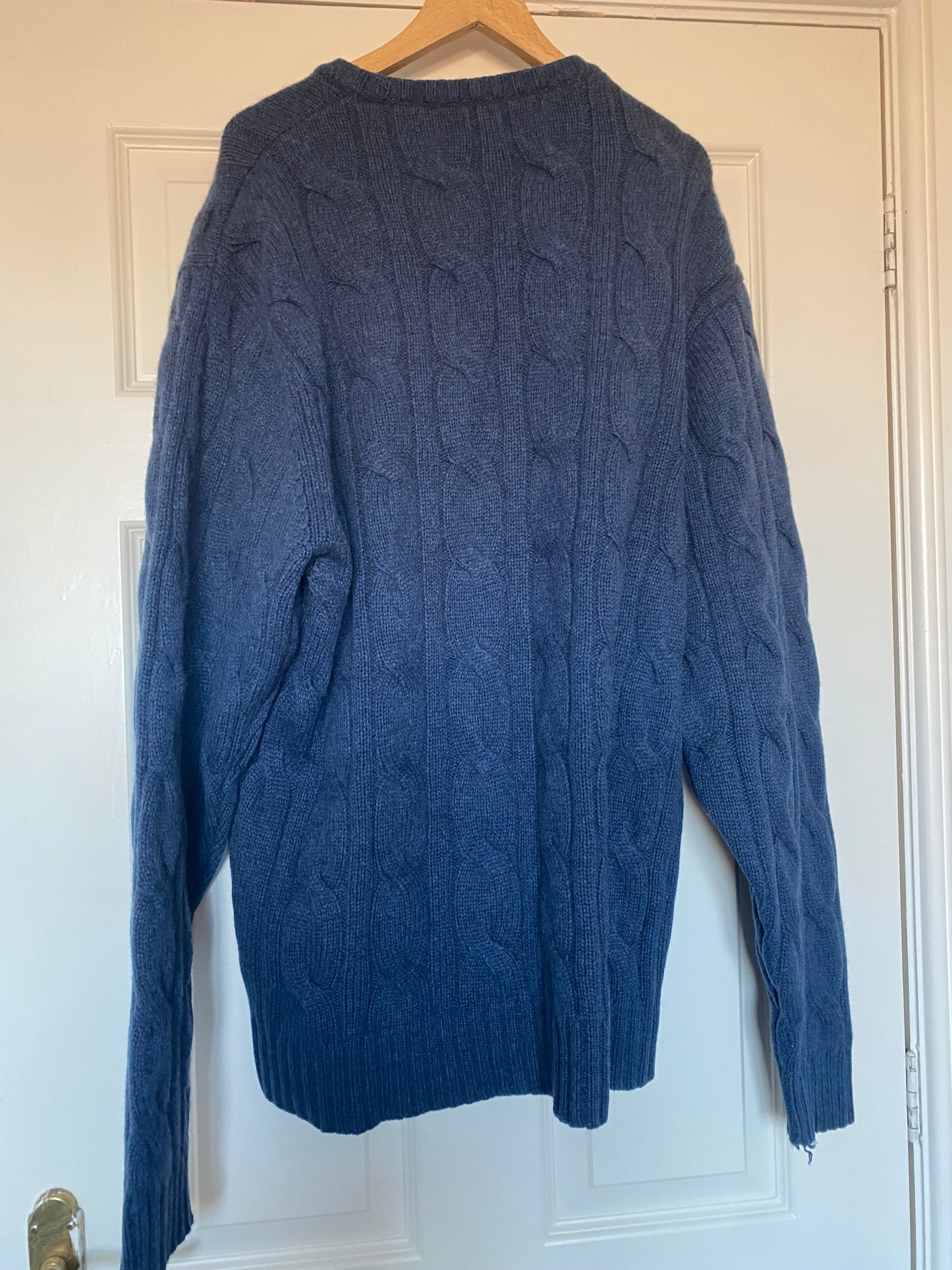 Charles Tyrwhitt 100% Pure Cashmere Blue Cable Knit Jumper Size XL