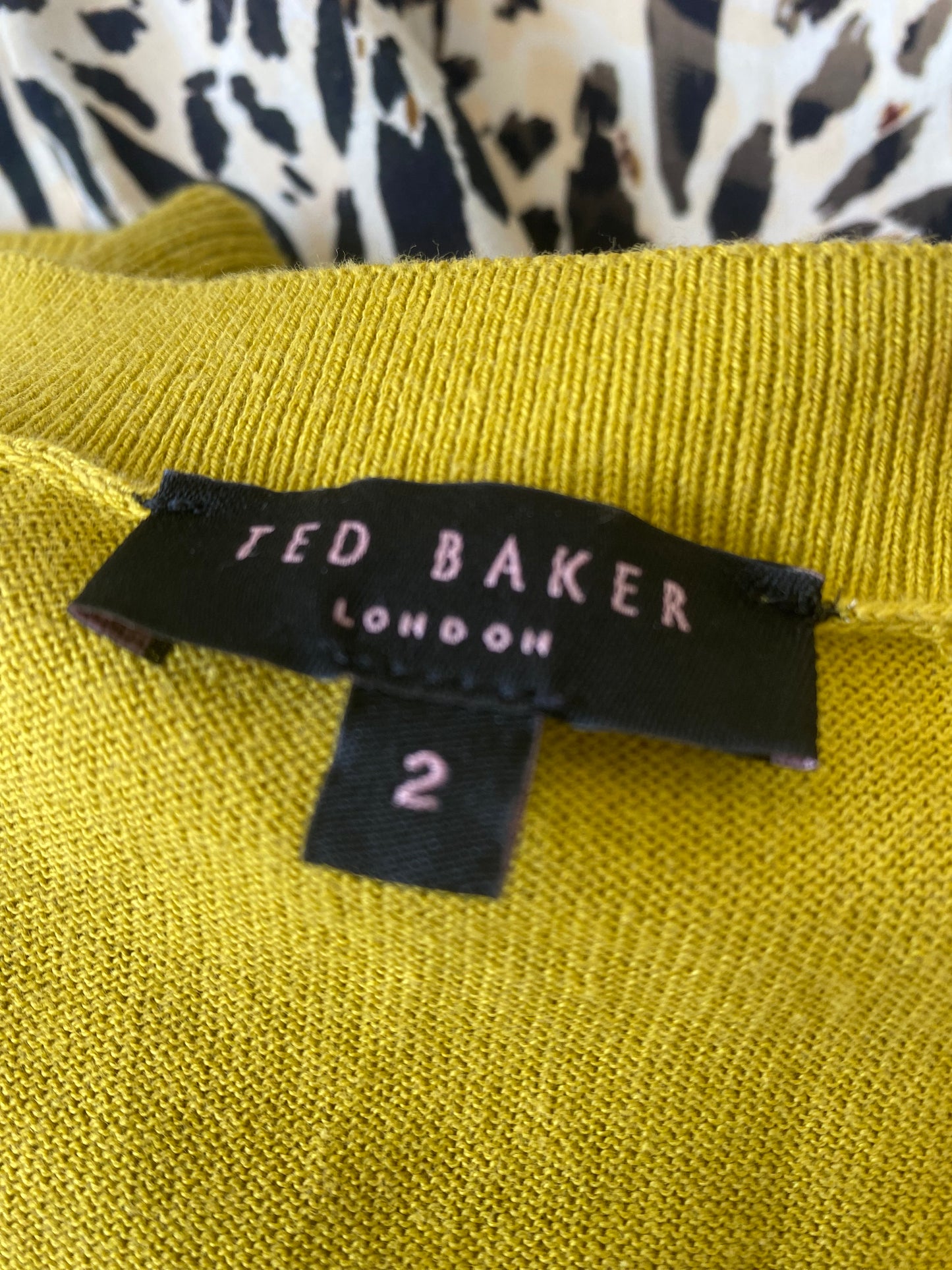 Ted Baker mustard knit top with diamante detailing size 8-10