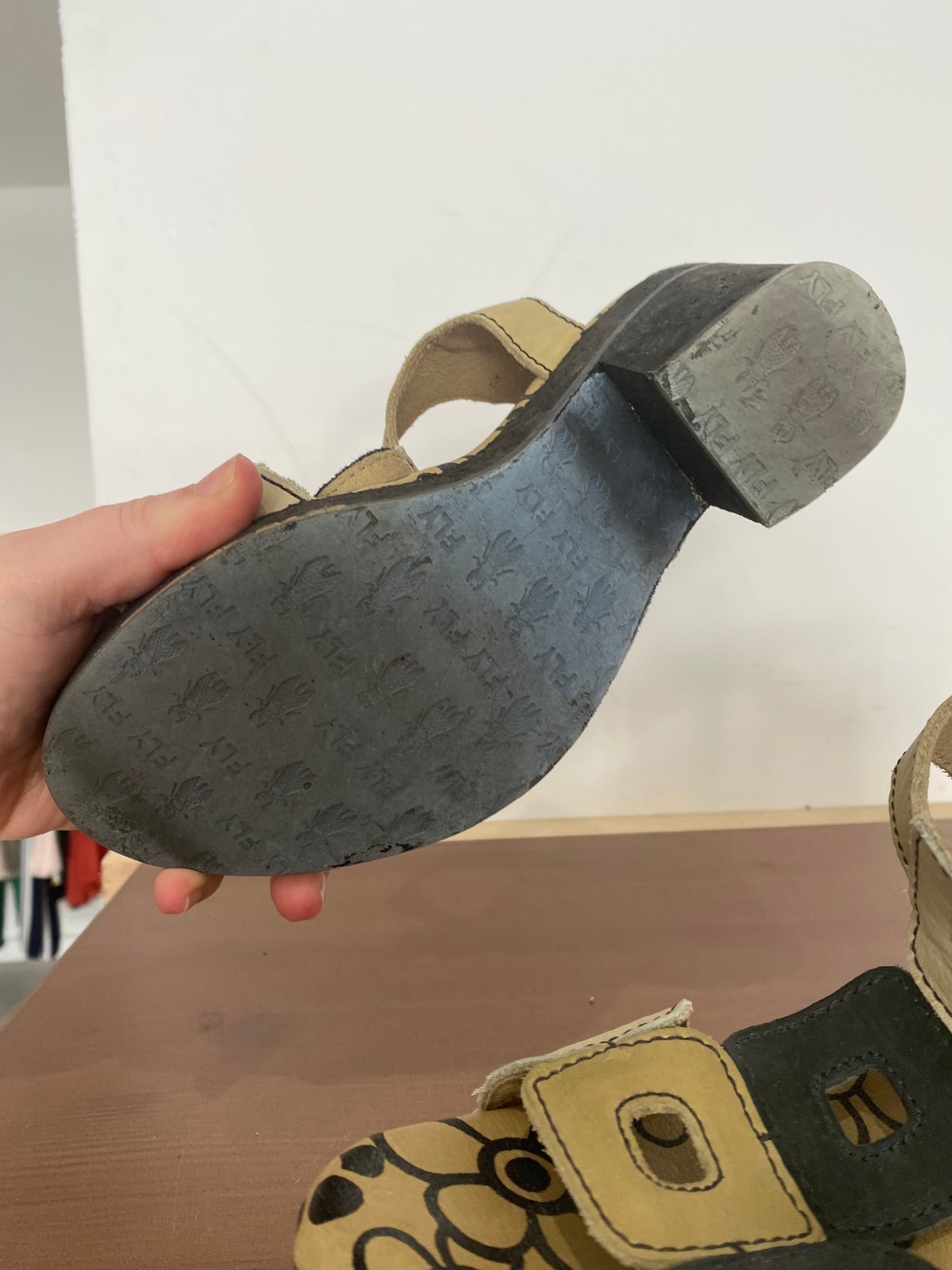 Fly London Leather Heeled Sandals Size 5