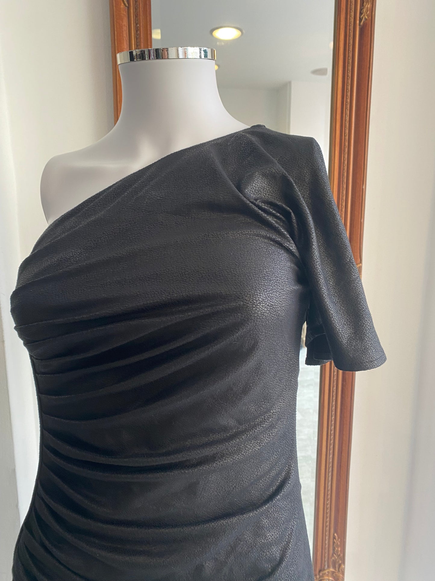 Catherine Malandrino Black Textured Leather Look Dress Size 6-8