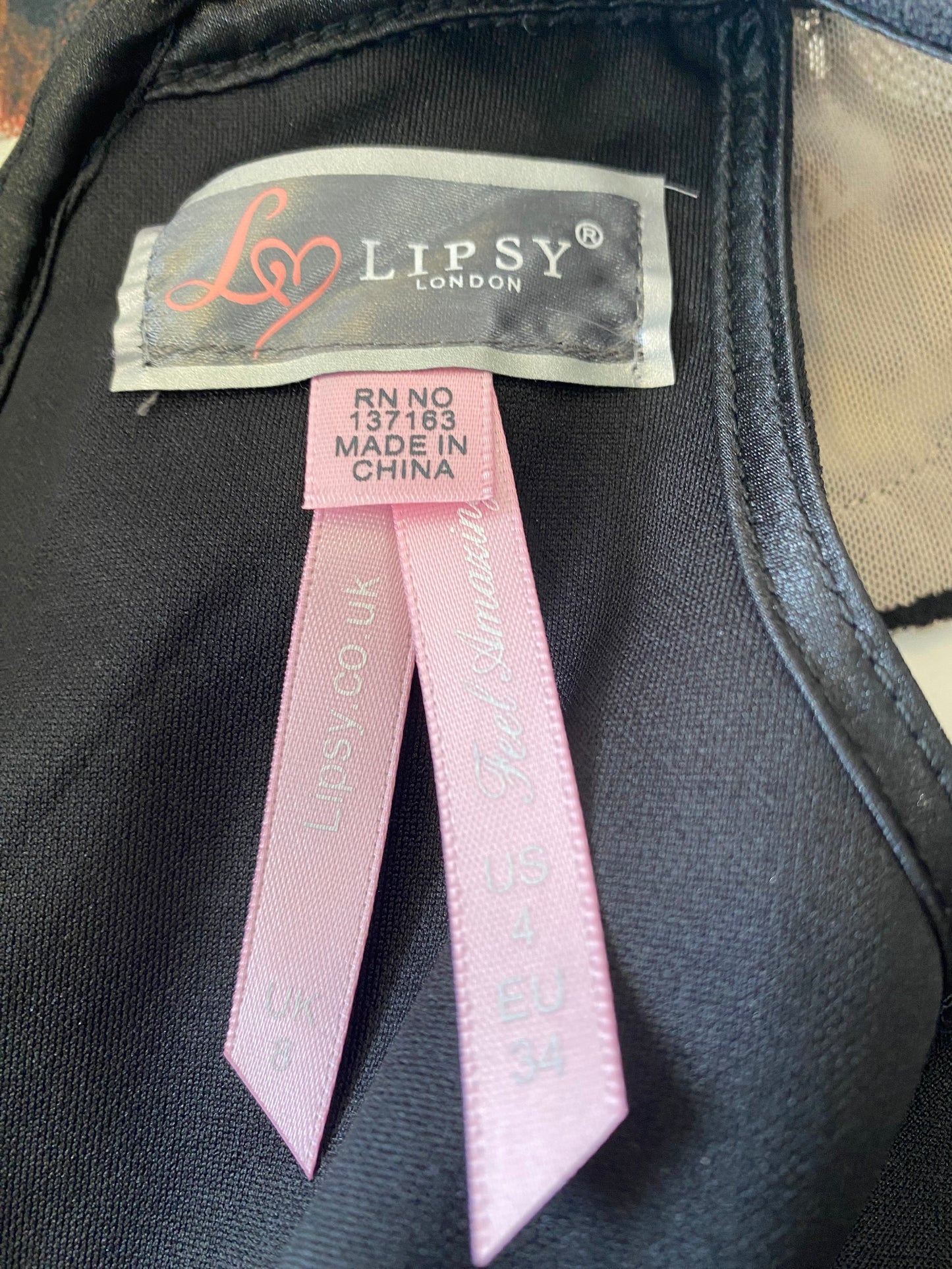 Lipsy Black Dress Size 8