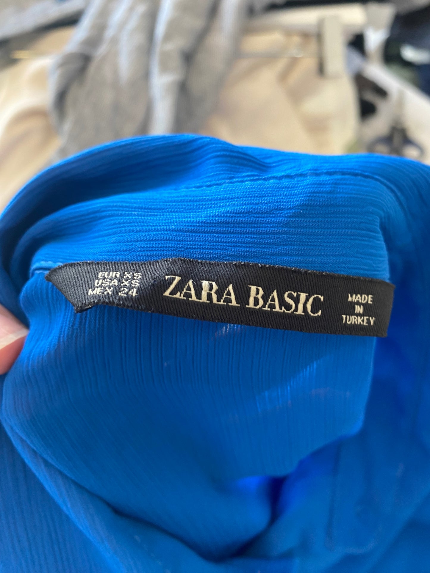Zara Blue Ruffle Blouse Size XS 8-10