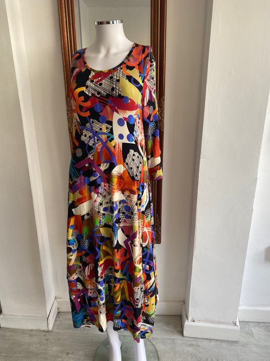 Kozan Multicoloured Patterned Dress Size 8-10 New with Tags