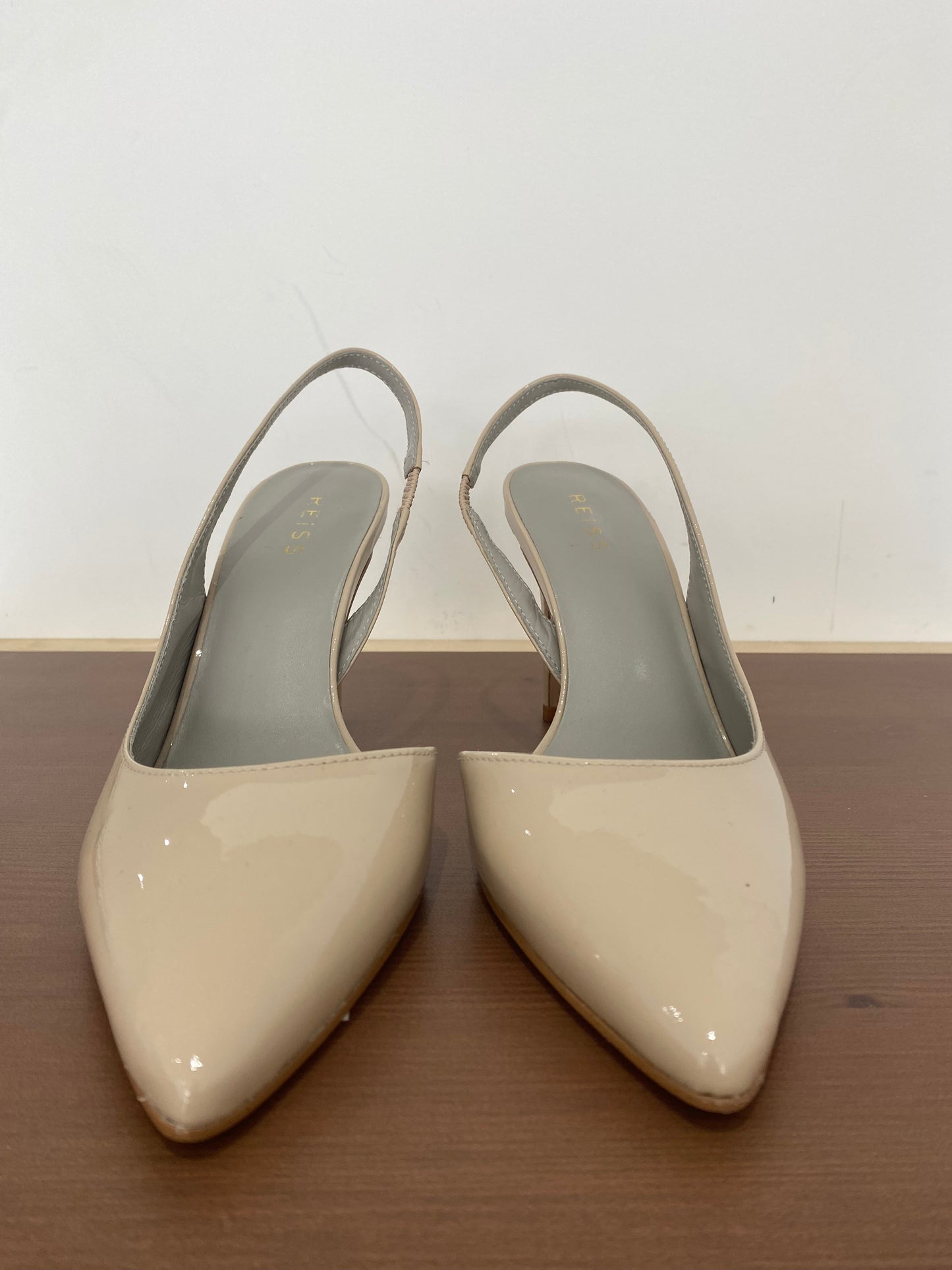 Reiss Light Beige Patent Heels Size 6