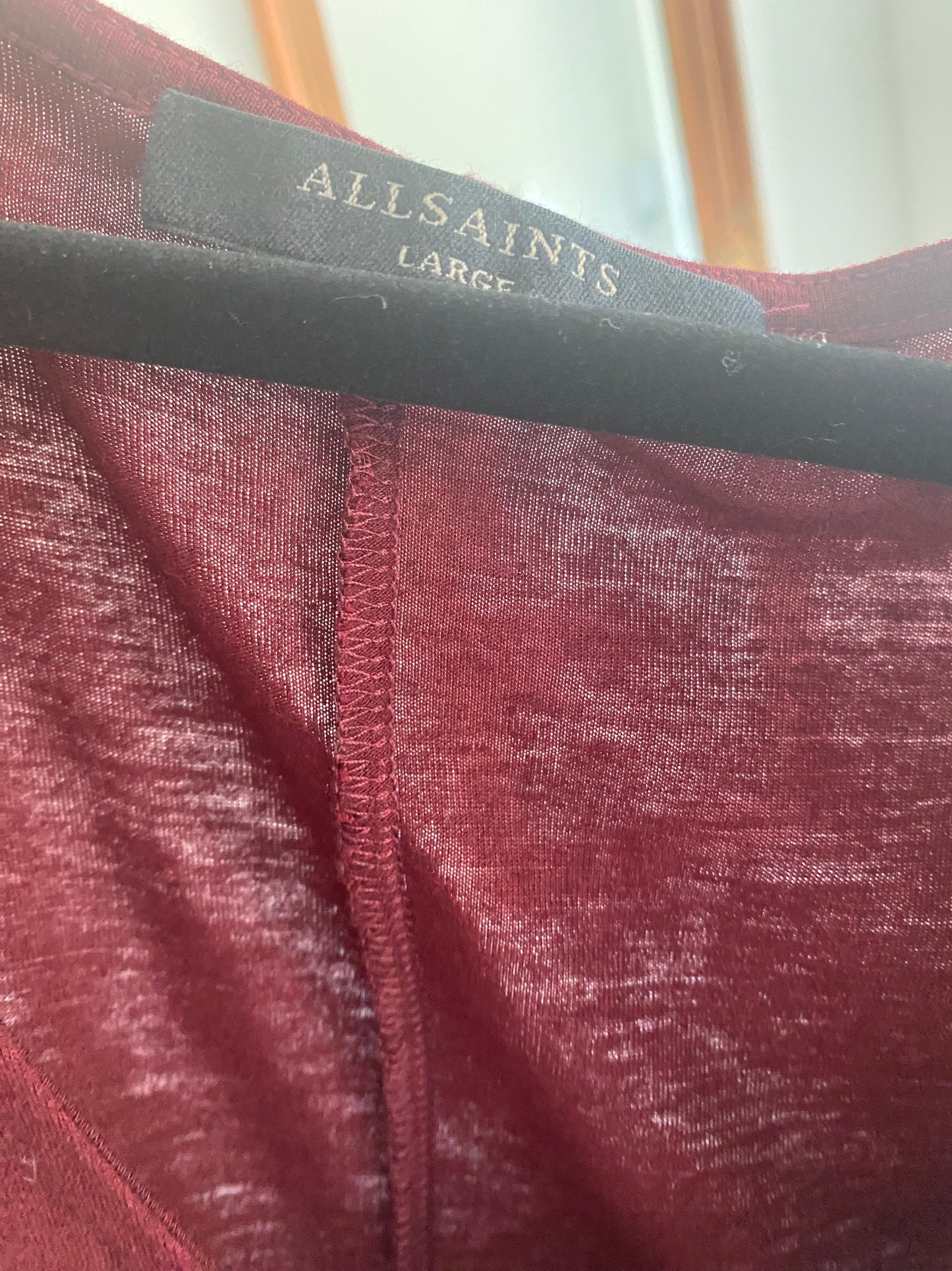 All Saints Burgundy Batwing Top Size Large 14-16