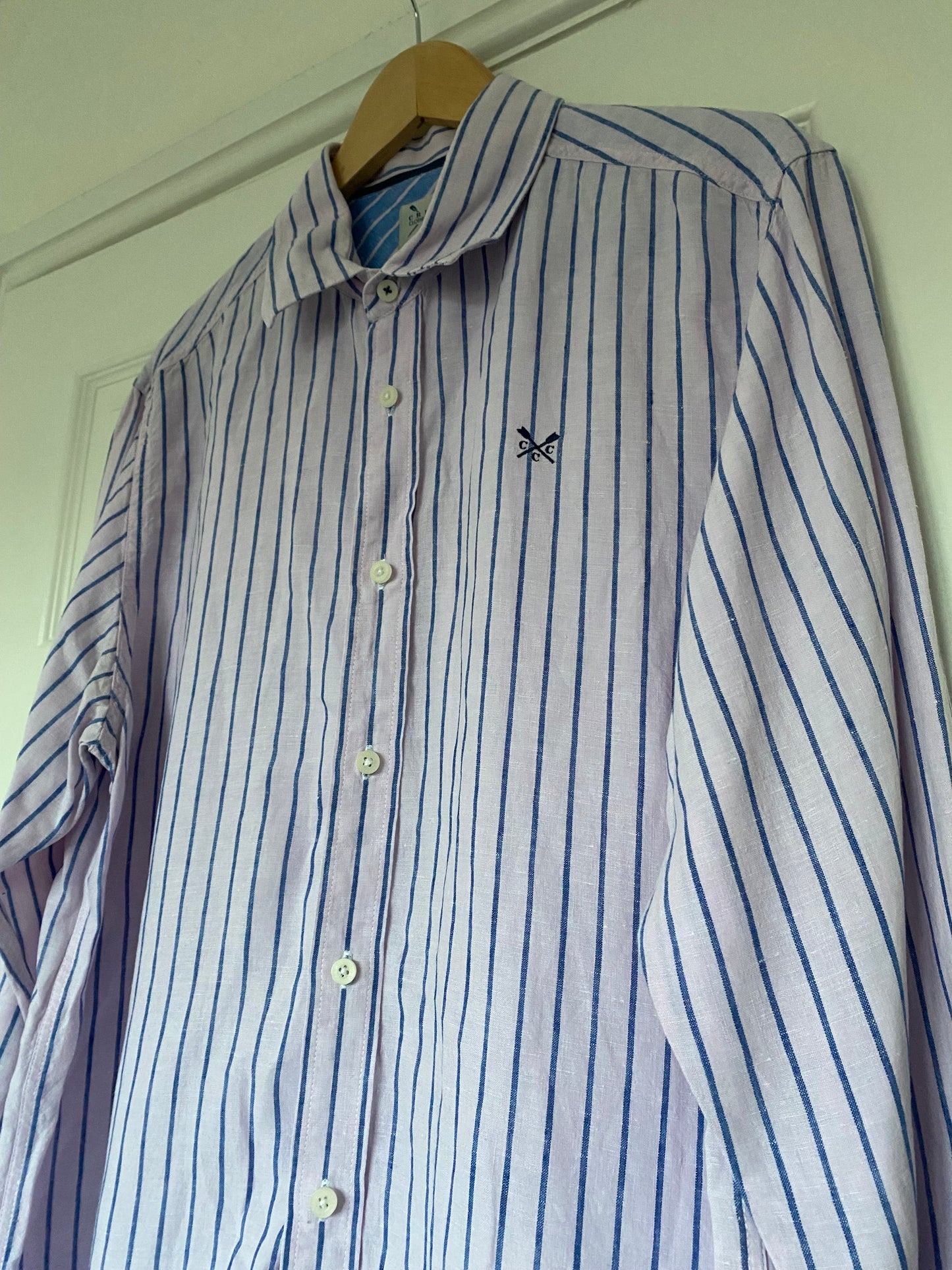 Tommy Hilfiger lilac linen stripe shirt size XL