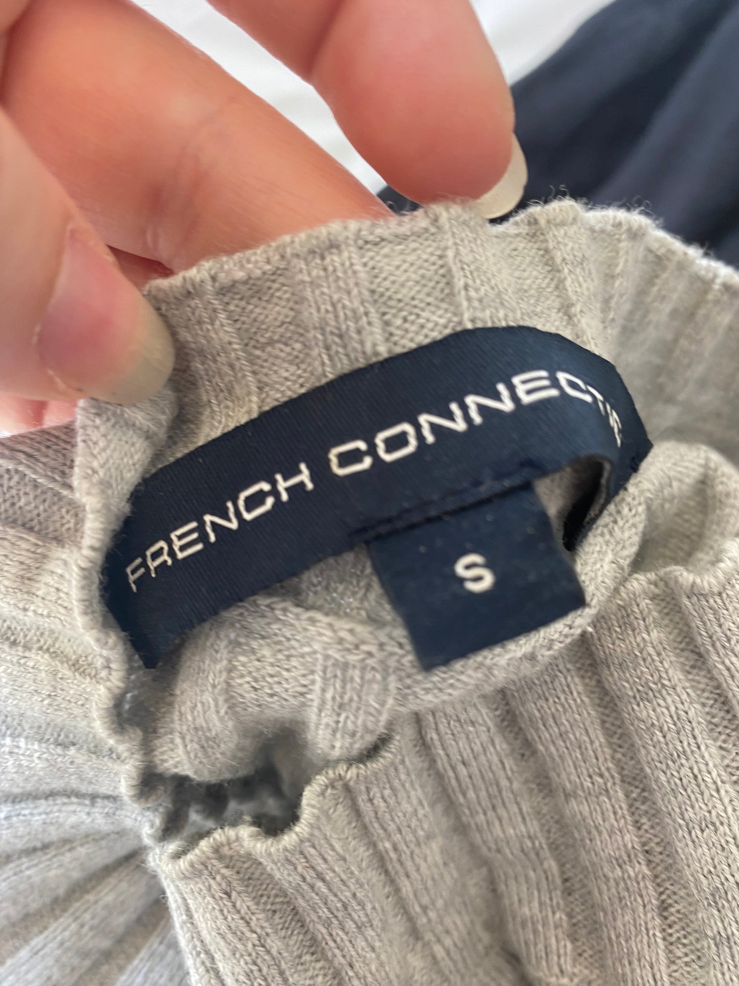 French Connection Grey top with lace size 8