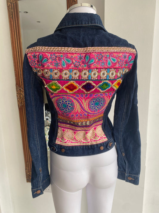 Mango Embellished Denim Jacket Size 6