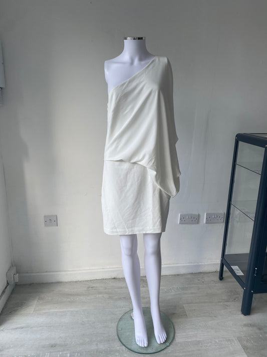 Halston White One Sleeve Dress Size 8 New With Tags