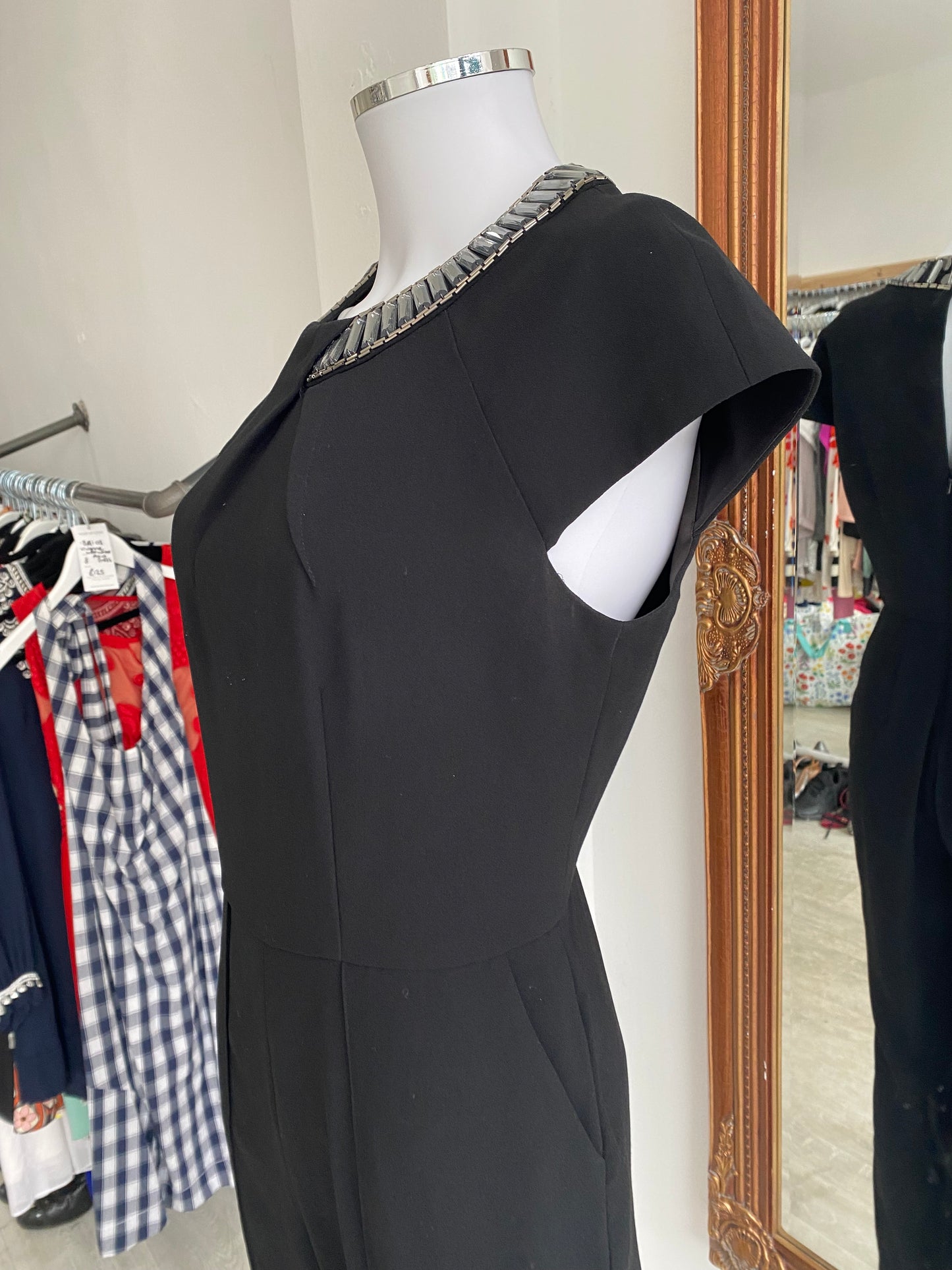 Ted Baker black embellished jumpsuit size 8