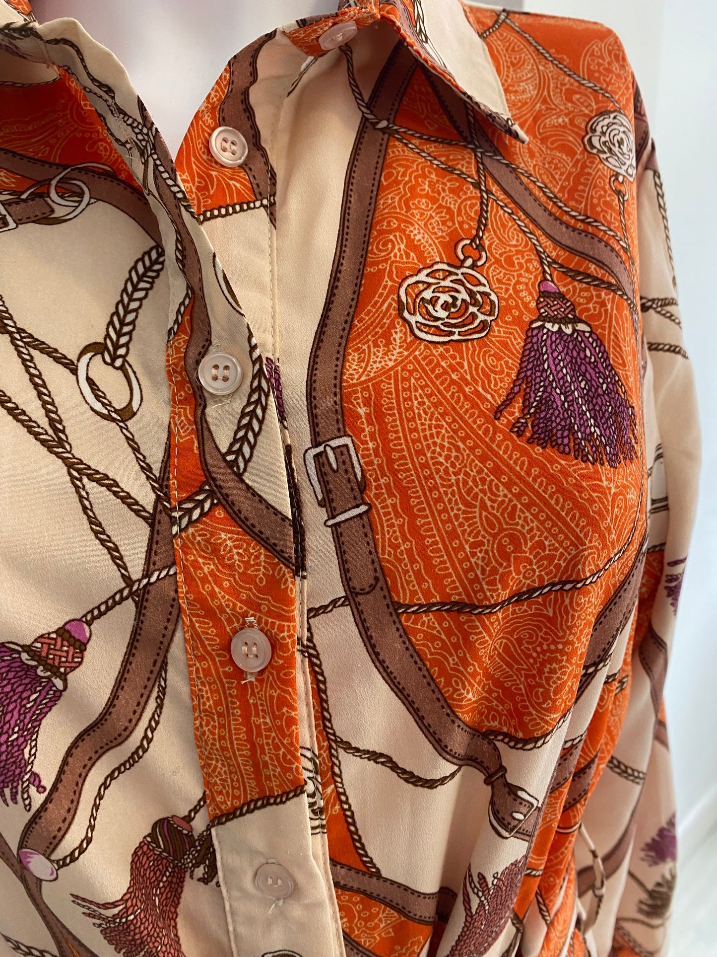 L’Olive Verte Orange Belt Print Dress Size 8-10