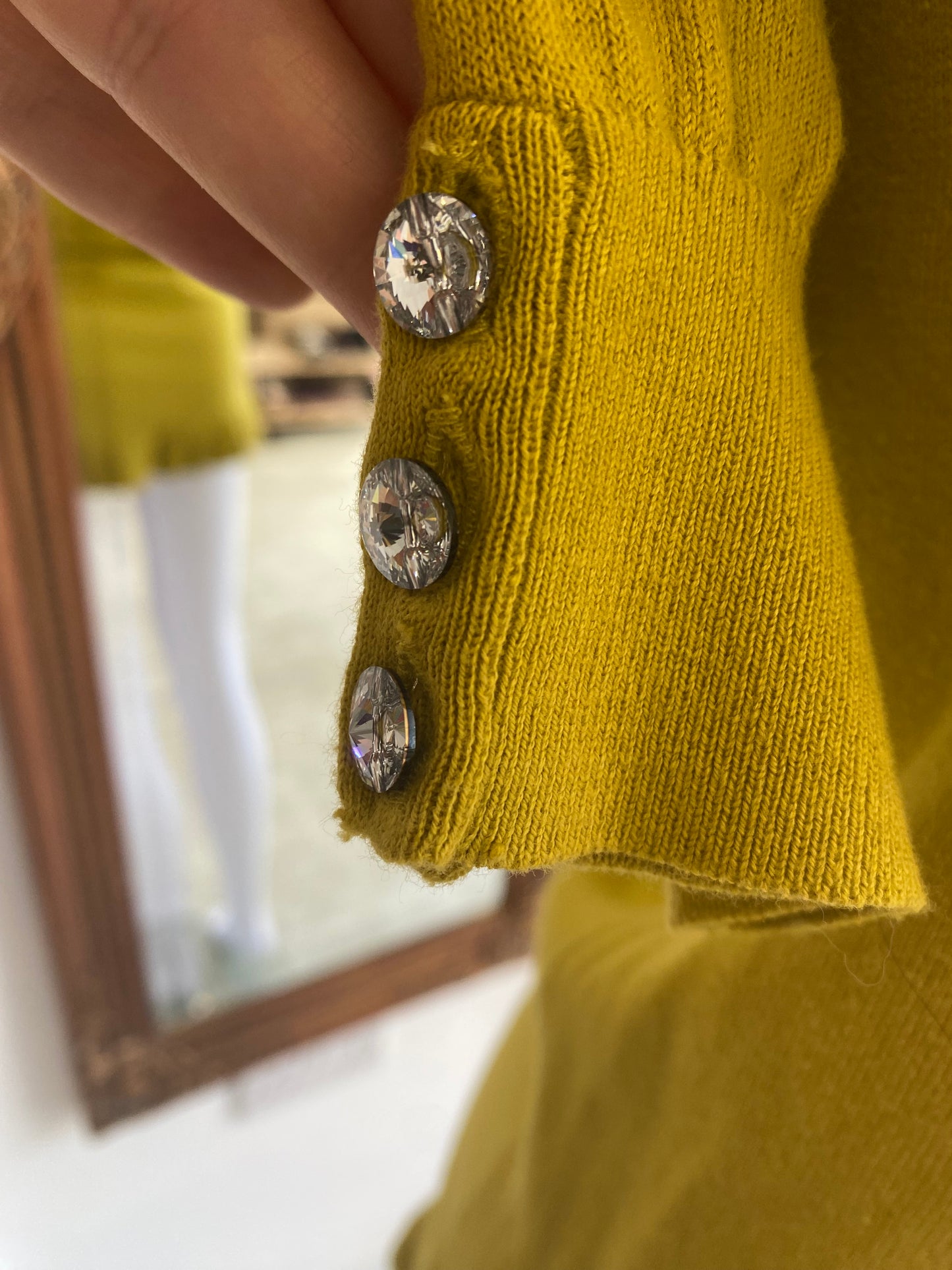 Ted Baker mustard knit top with diamante detailing size 8-10