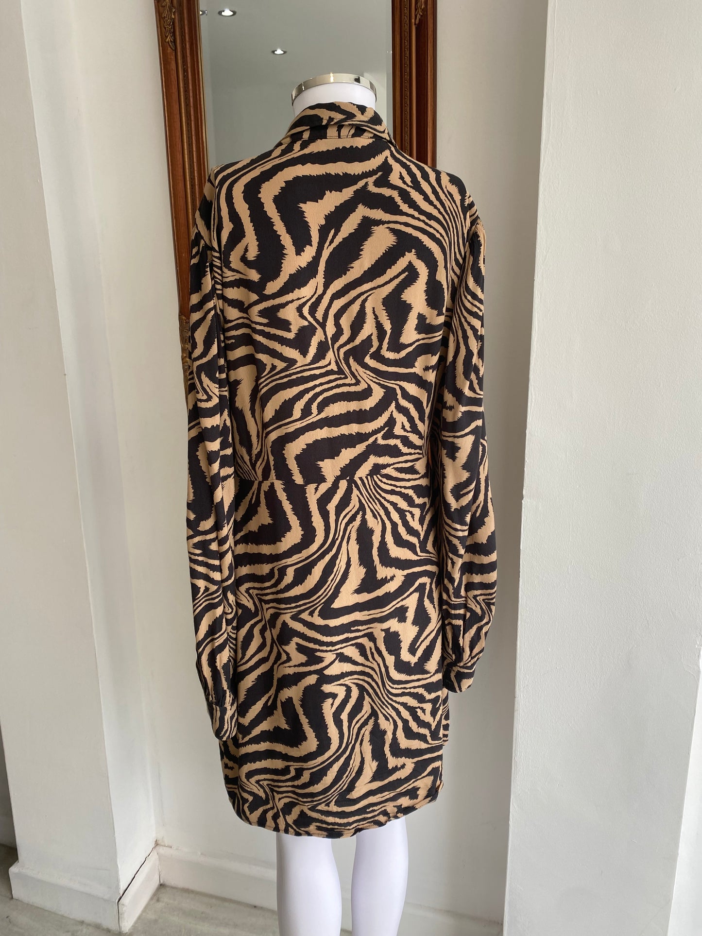 Ganni Tiger Print Shirt Dress Size 10-12