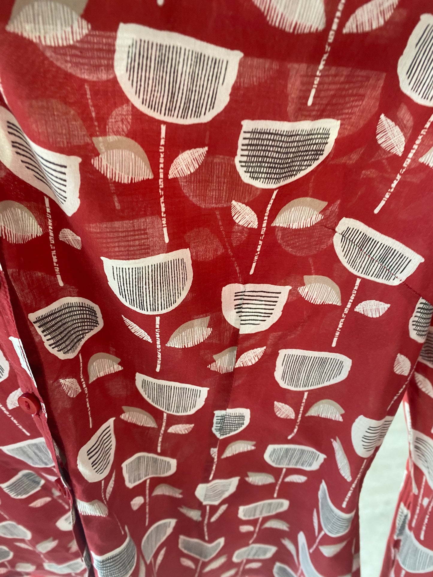 Seasalt Red Retro Print Shirt Size 10