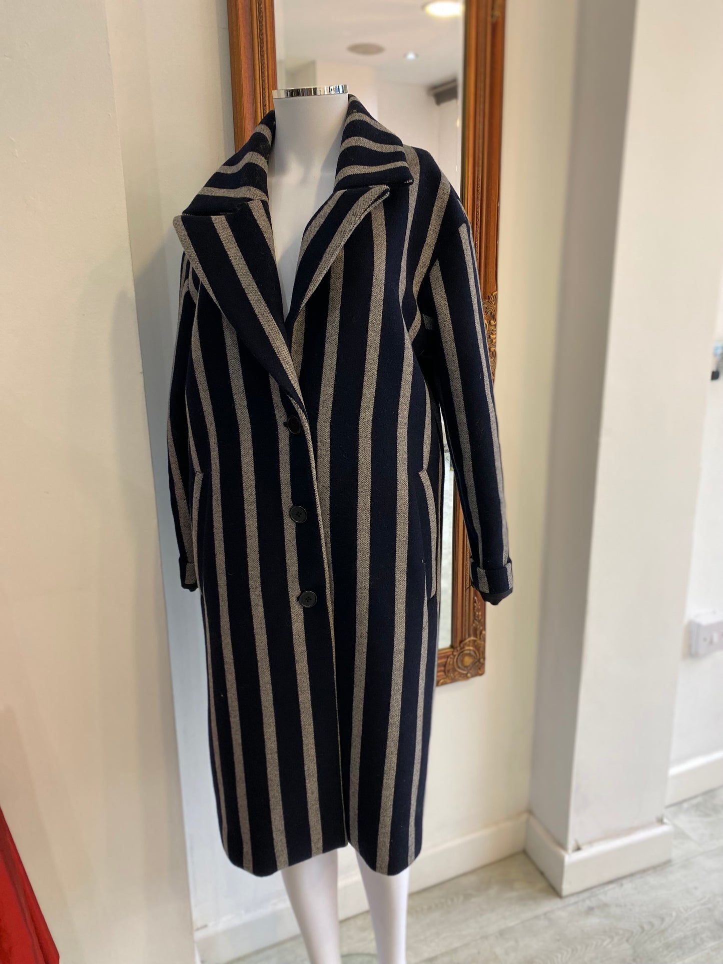 Selected Femme Striped Coat Size 8