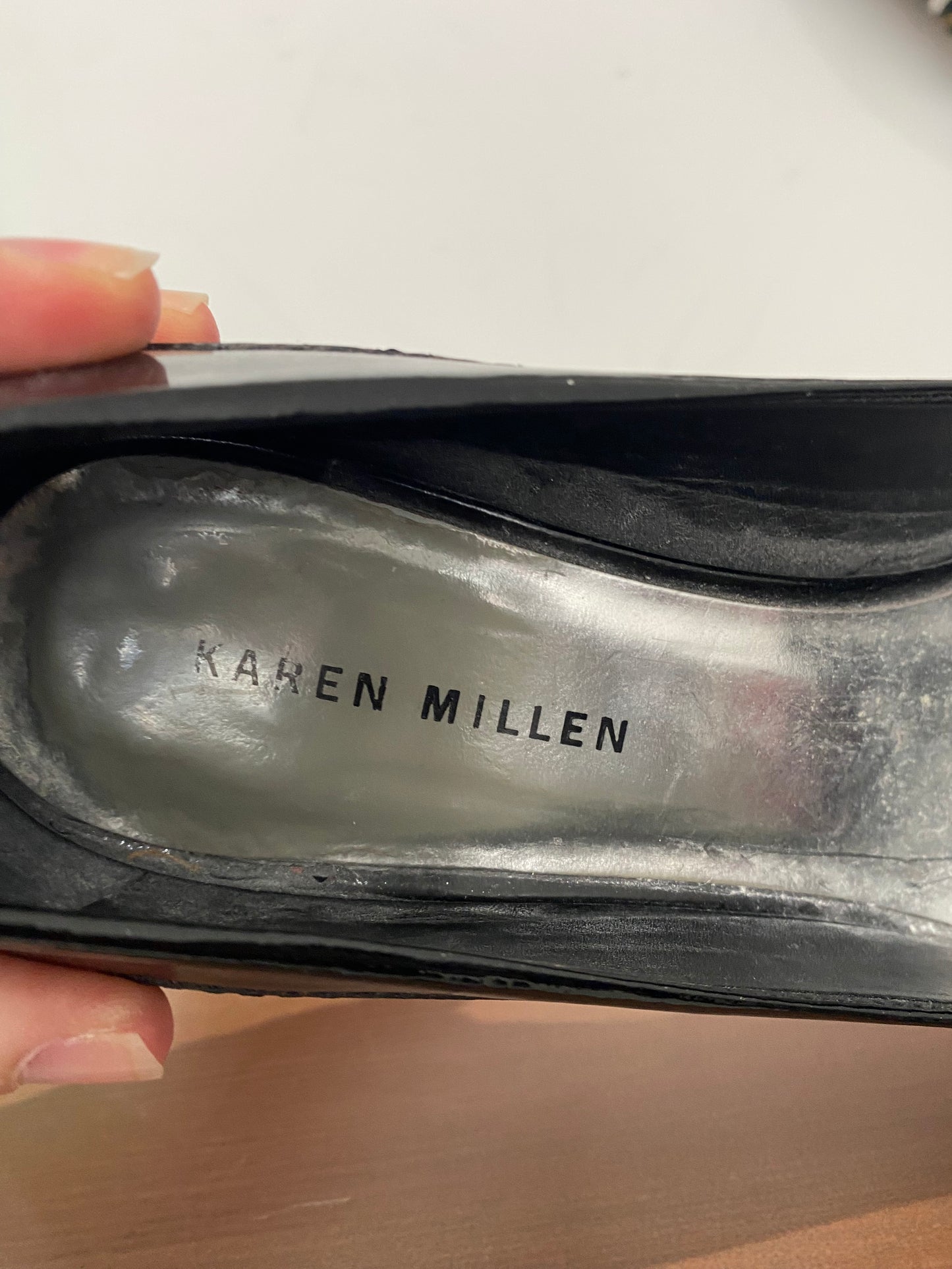 Karen Millen black patent heels size 4