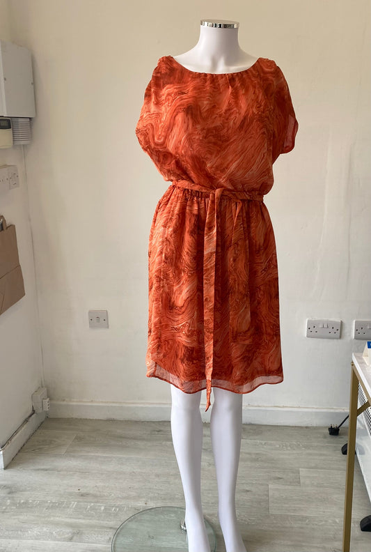 Michael Michael Kors Orange Marble Print Dress Size 8-10