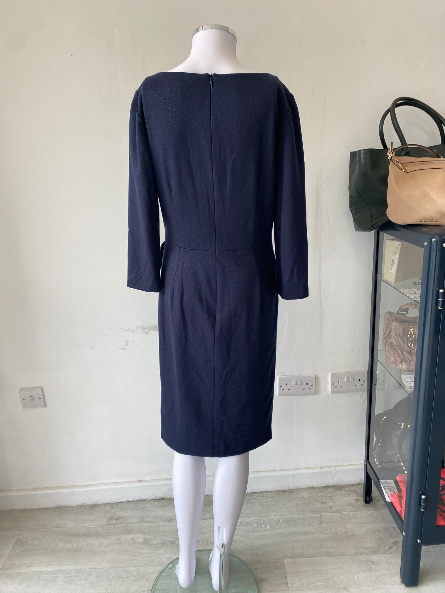 David Meister Navy Sparkle Dress with Bow Detail Size 8-10