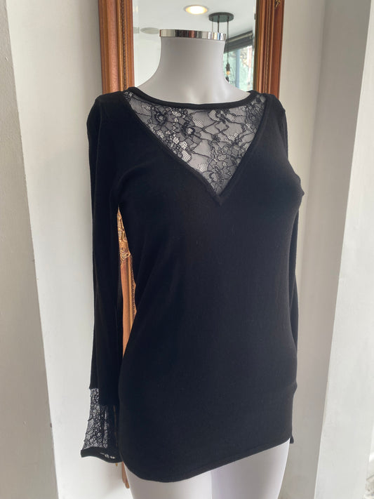 Coast lace detail navy top size 8