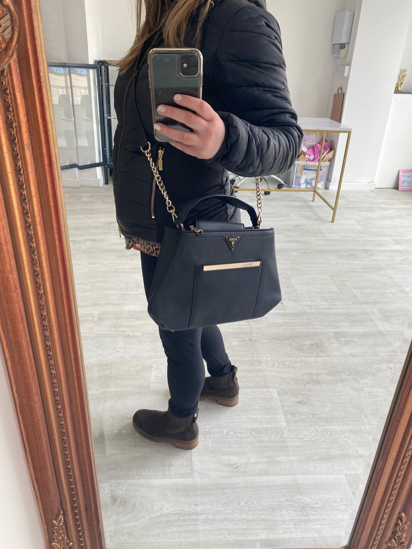 Guess Black Saffiano Crossbody Handbag