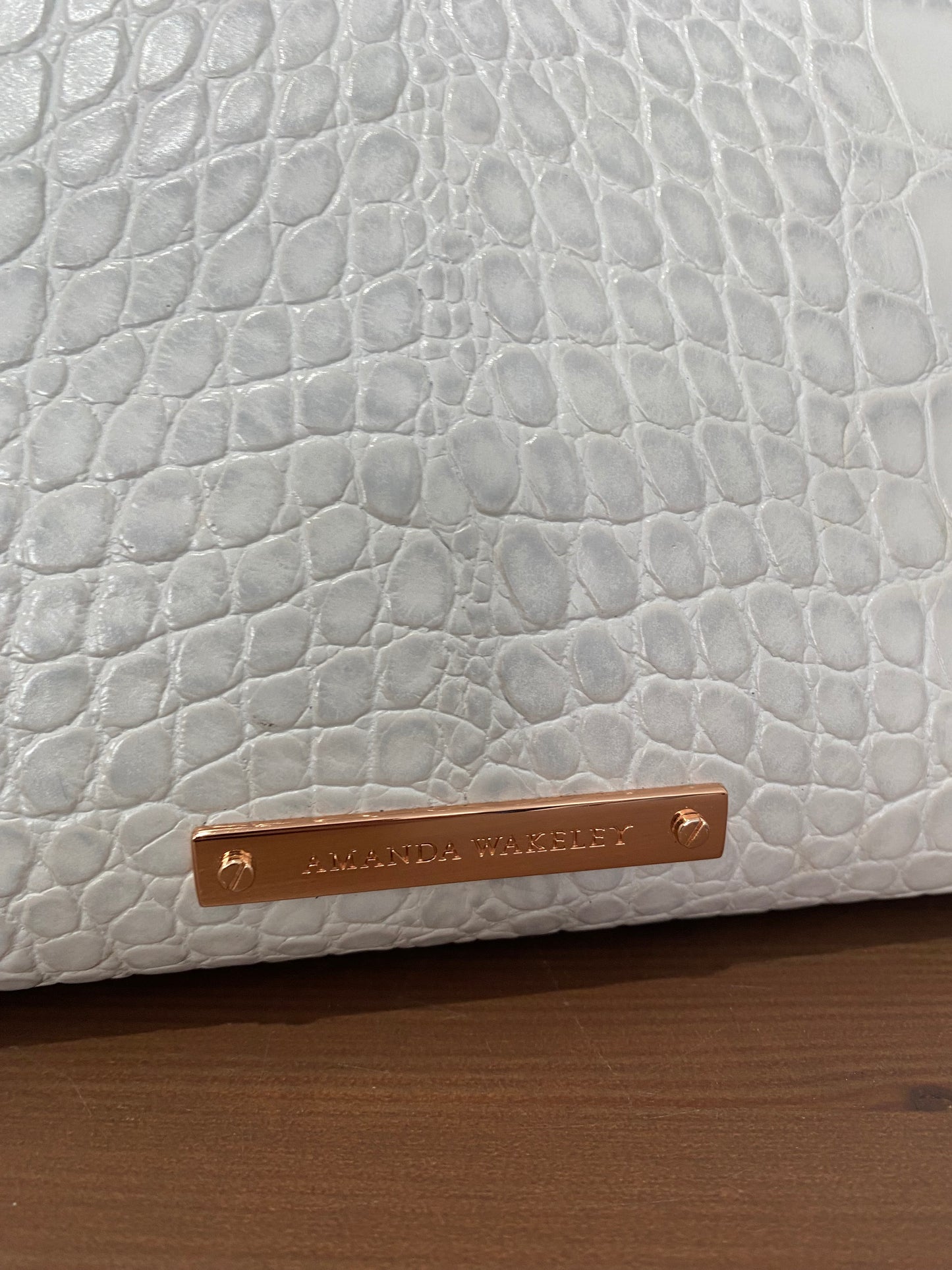 Amanda Wakeley cream croc leather handbag
