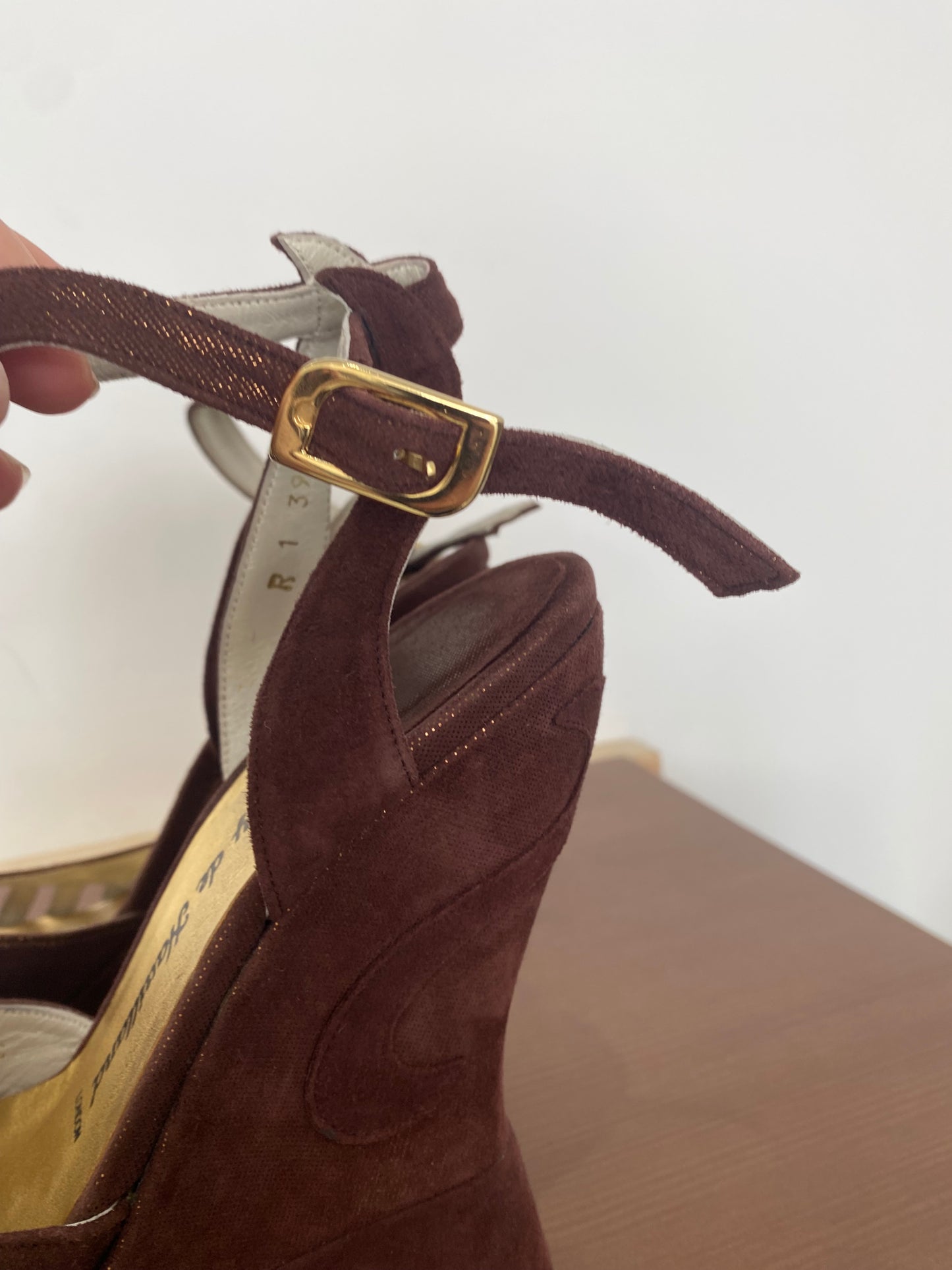 Terry de Havilland Margaux Bronze Wedge Heels with Box Size 6