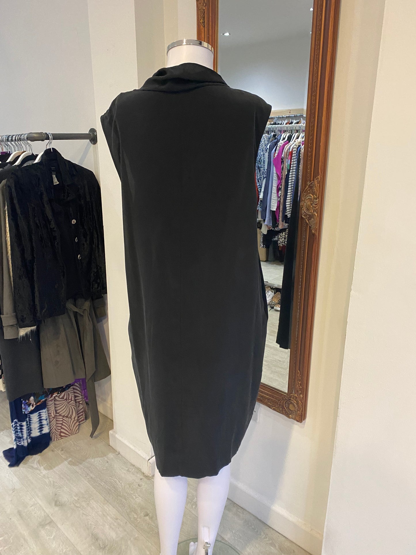 COS Black Cowl Neck Silk Dress Size 14-16