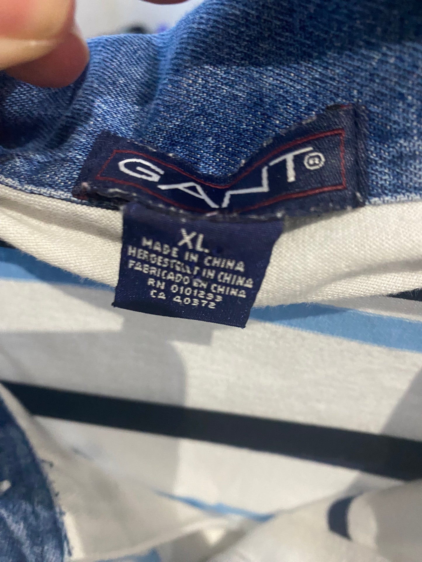 Gant White Striped Polo Shirt Size XL