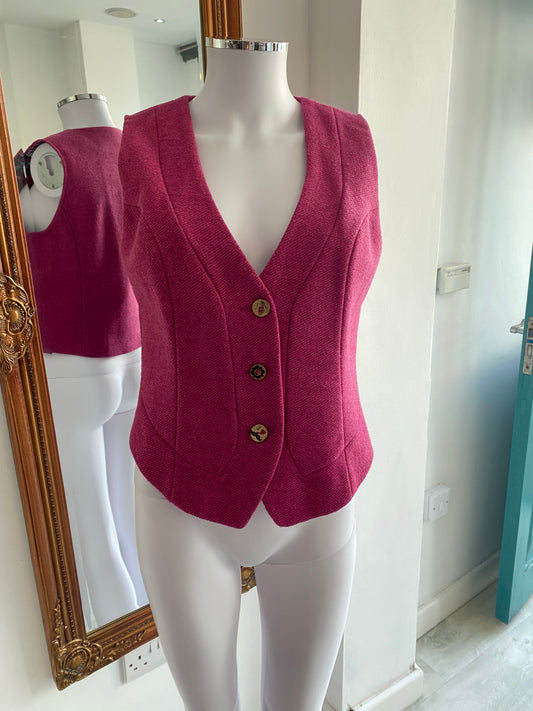 Joe Browns Pink Tweed Waistcoat Size 10 New with Tags