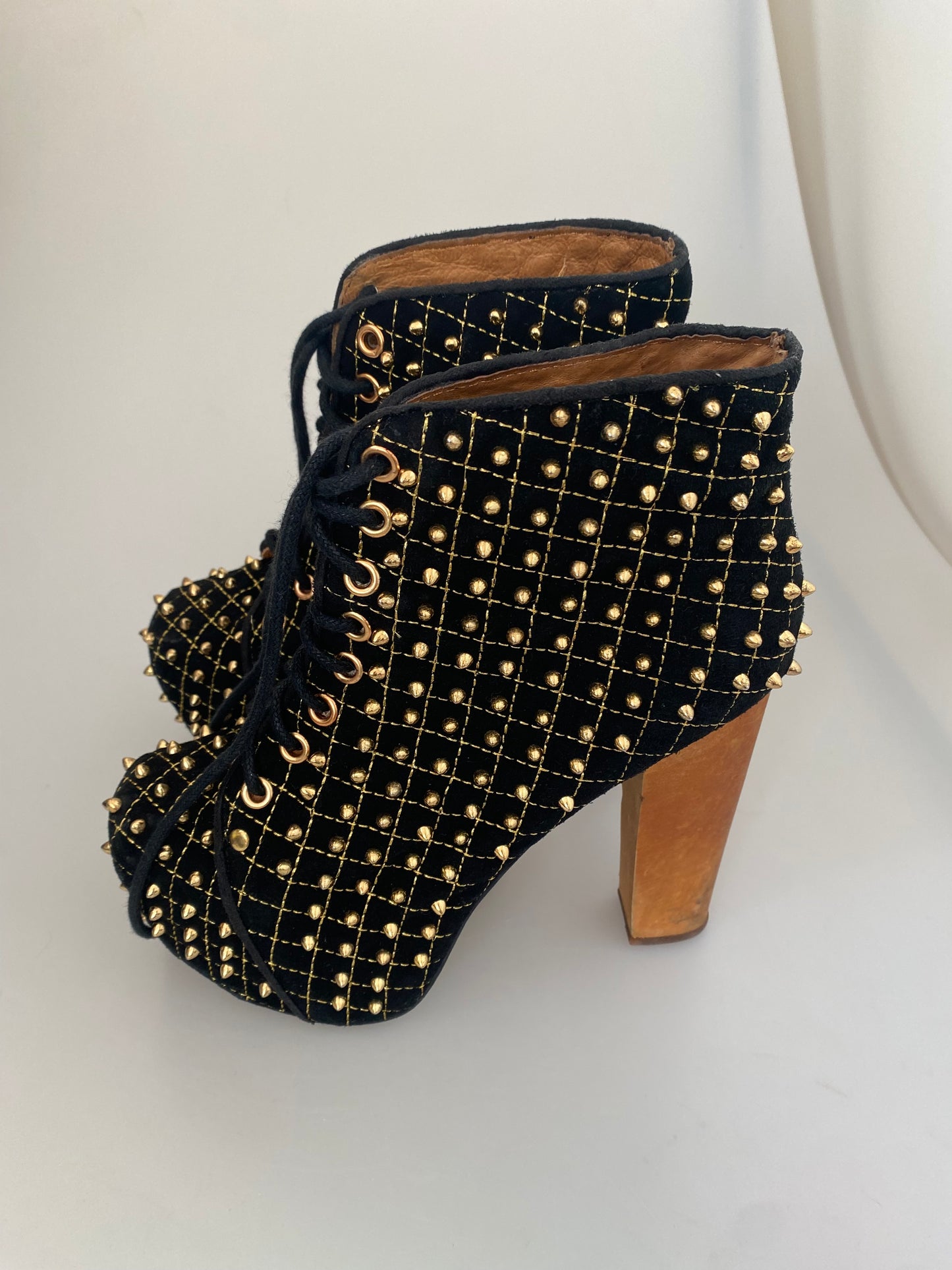 Jeffrey Campbell Gold Studded Boots Size 4