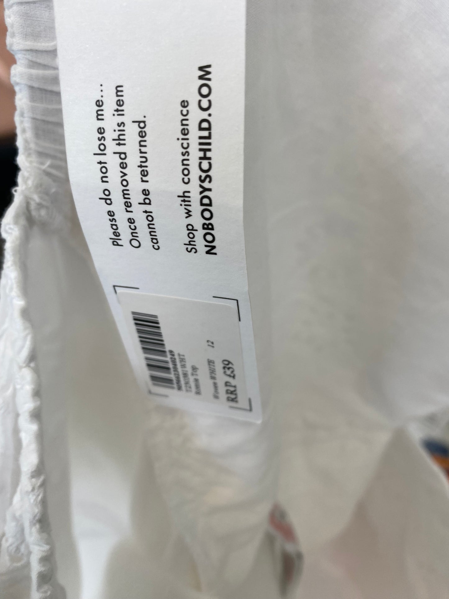 Nobody’s Child White Co-Ord Top and Shorts Set Size 12