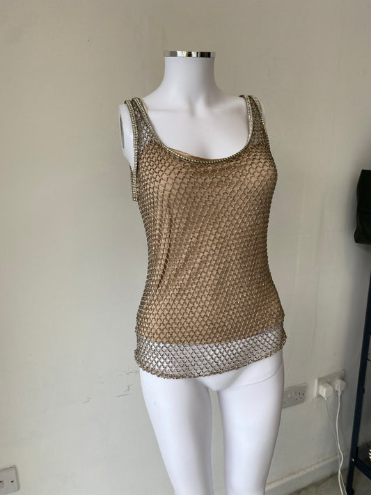Dolce and Gabbana Chainmail Crochet Top with Slip Size 8-10