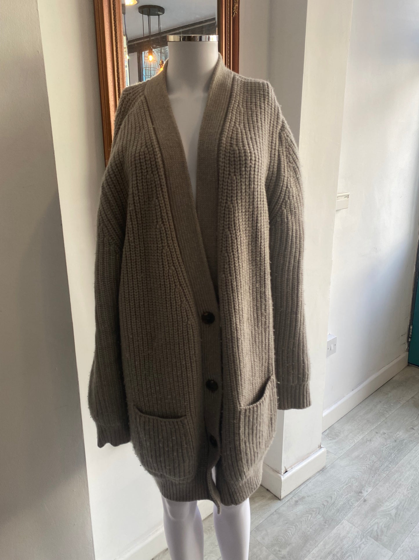 Navygrey Grey Cardigan 100% Wool