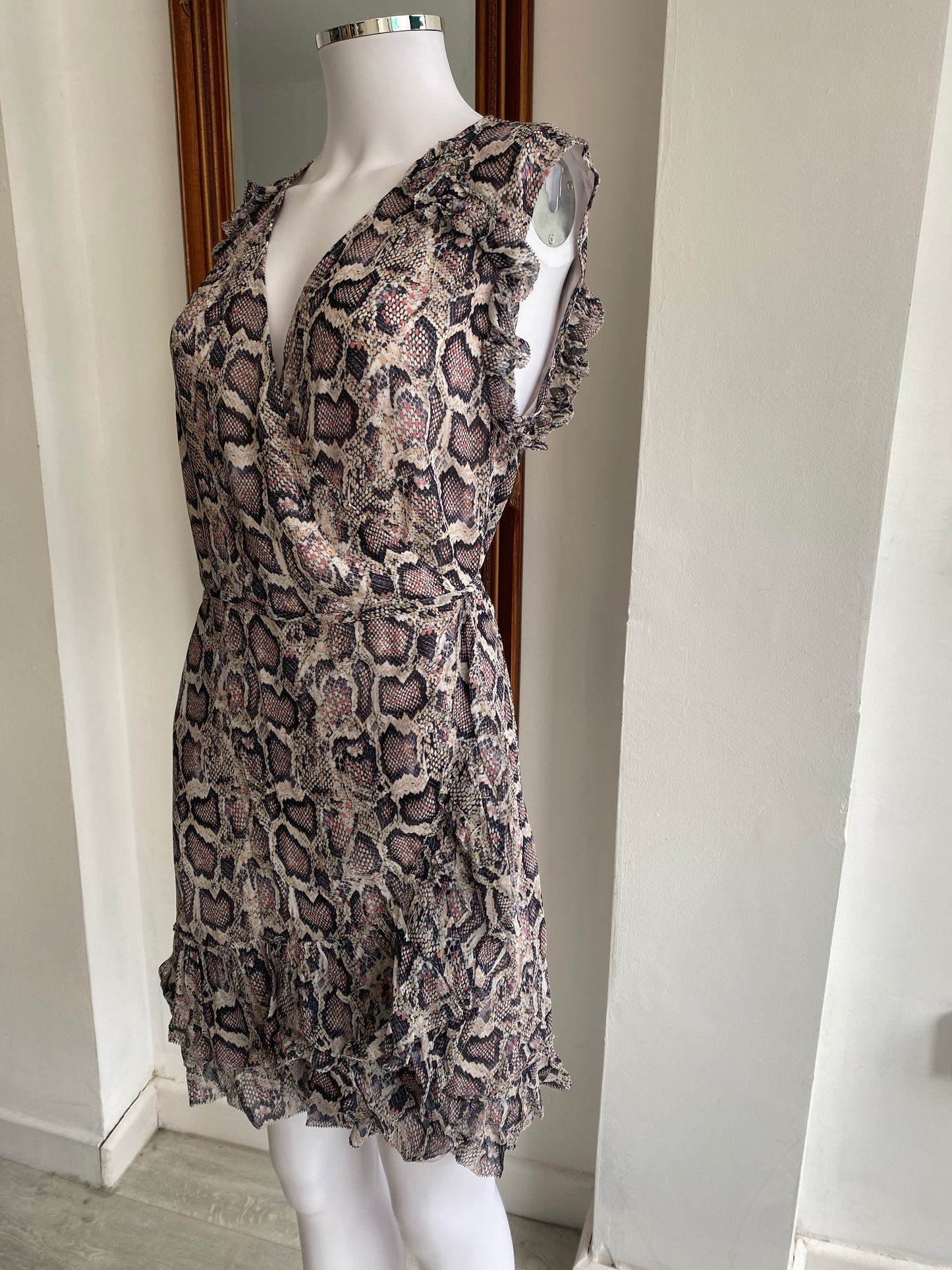 All Saints Snake Print Wrap Dress Size Medium 10-12