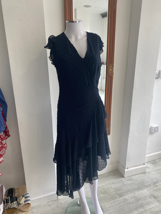 Y.A.S Navy Ruffle Embroidered Detail Dress With Tags