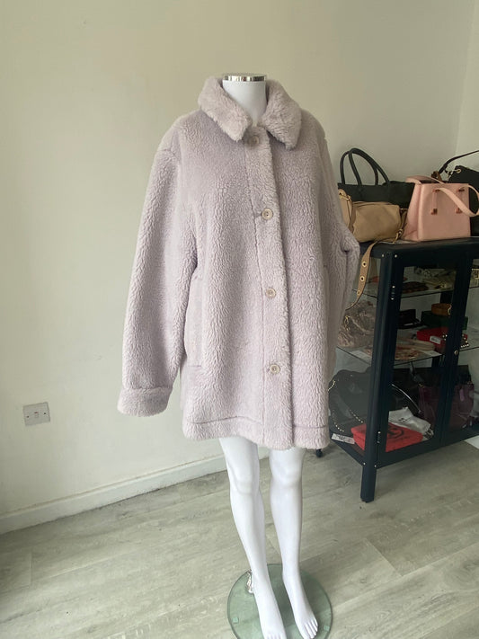 COS Lilac Fleece Teddy Coat Size Large