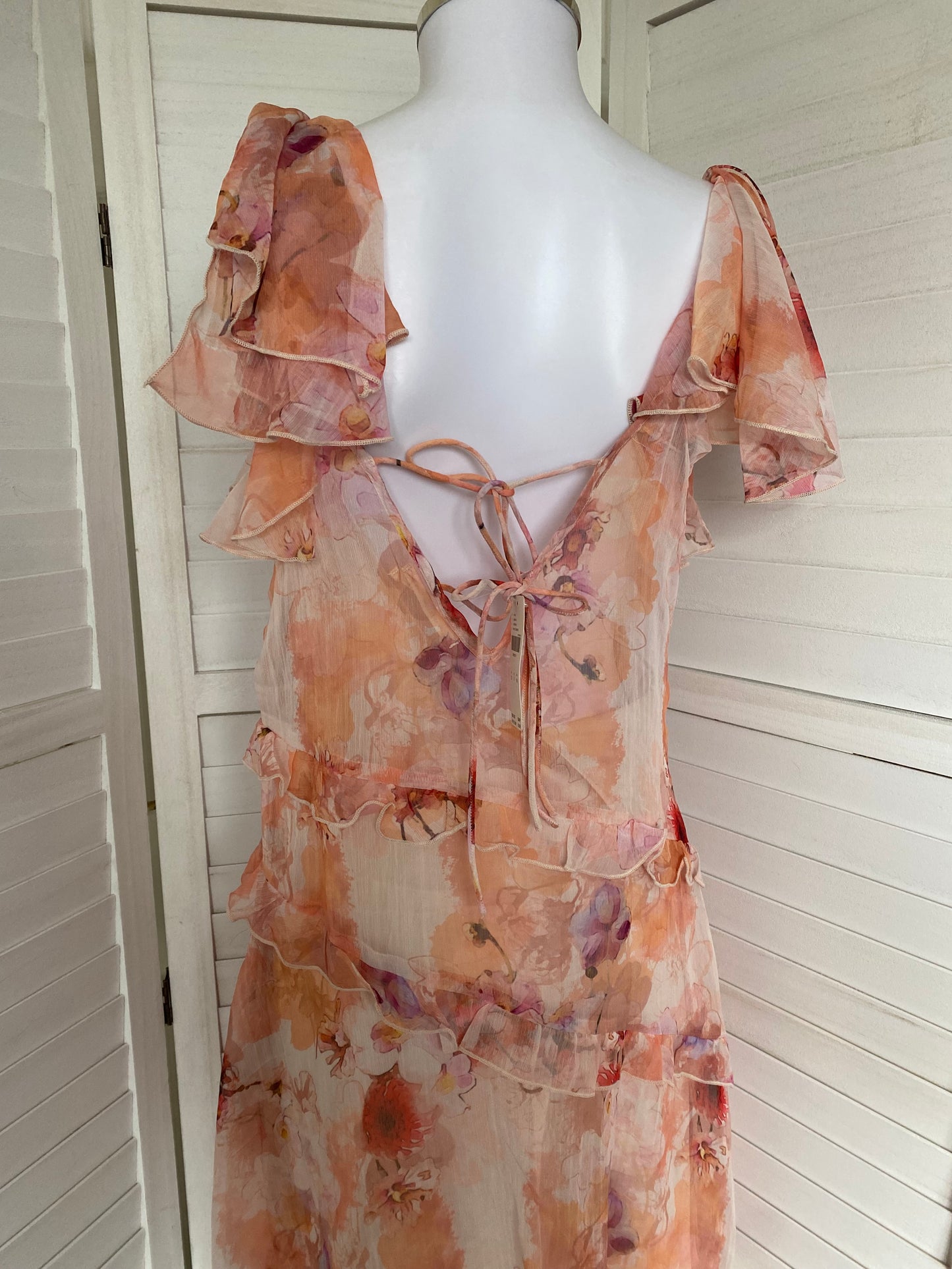 Anthropology floral print coral dress size 12