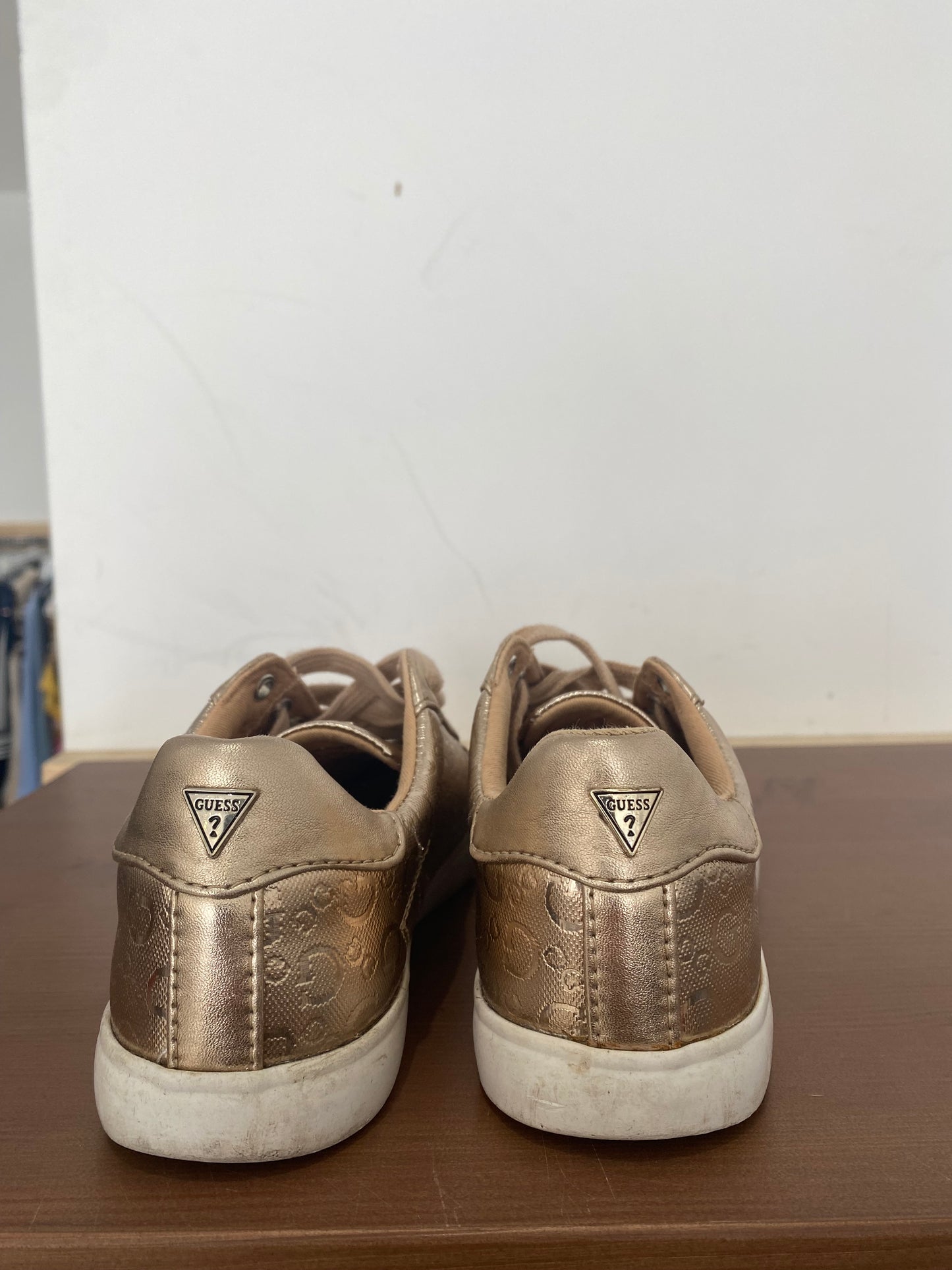 Guess Gold Monogram Trainers Size 4