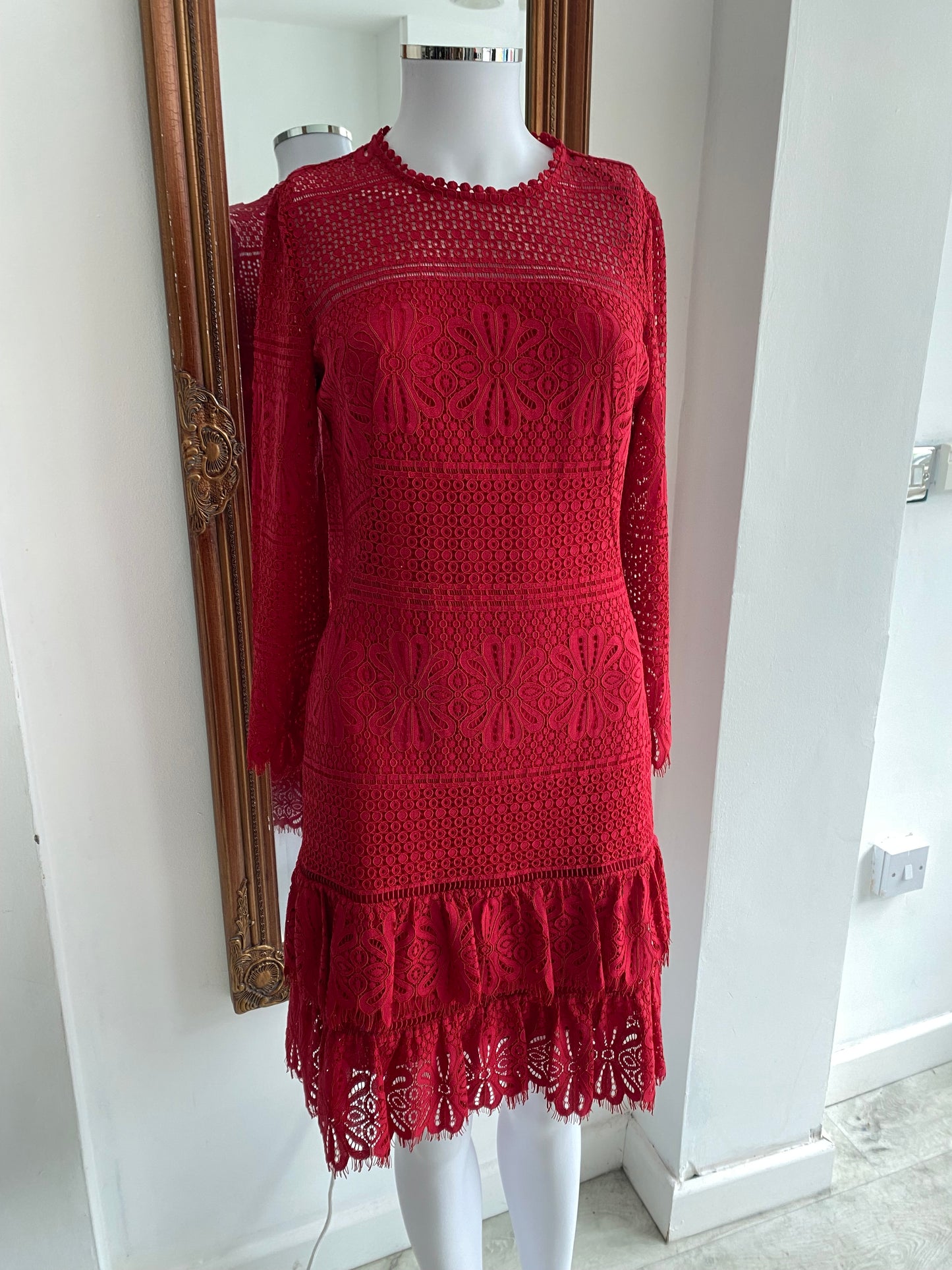 Whistles Red Crochet Dress New Size 8