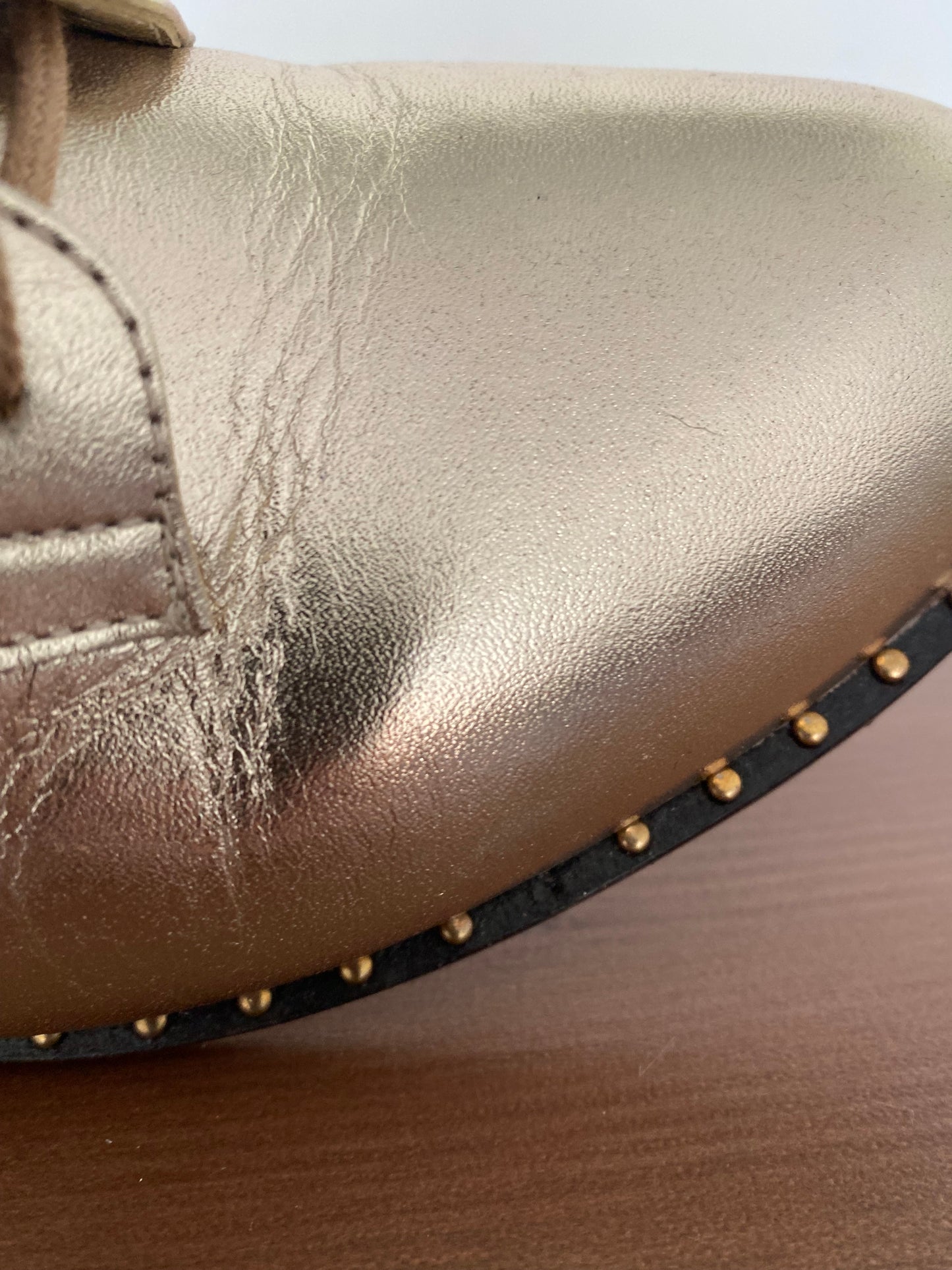 Dune Gold Brogue Shoes Size 3