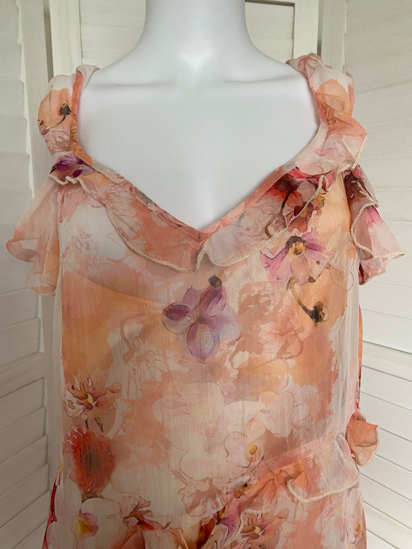 Anthropology floral print coral dress size 12