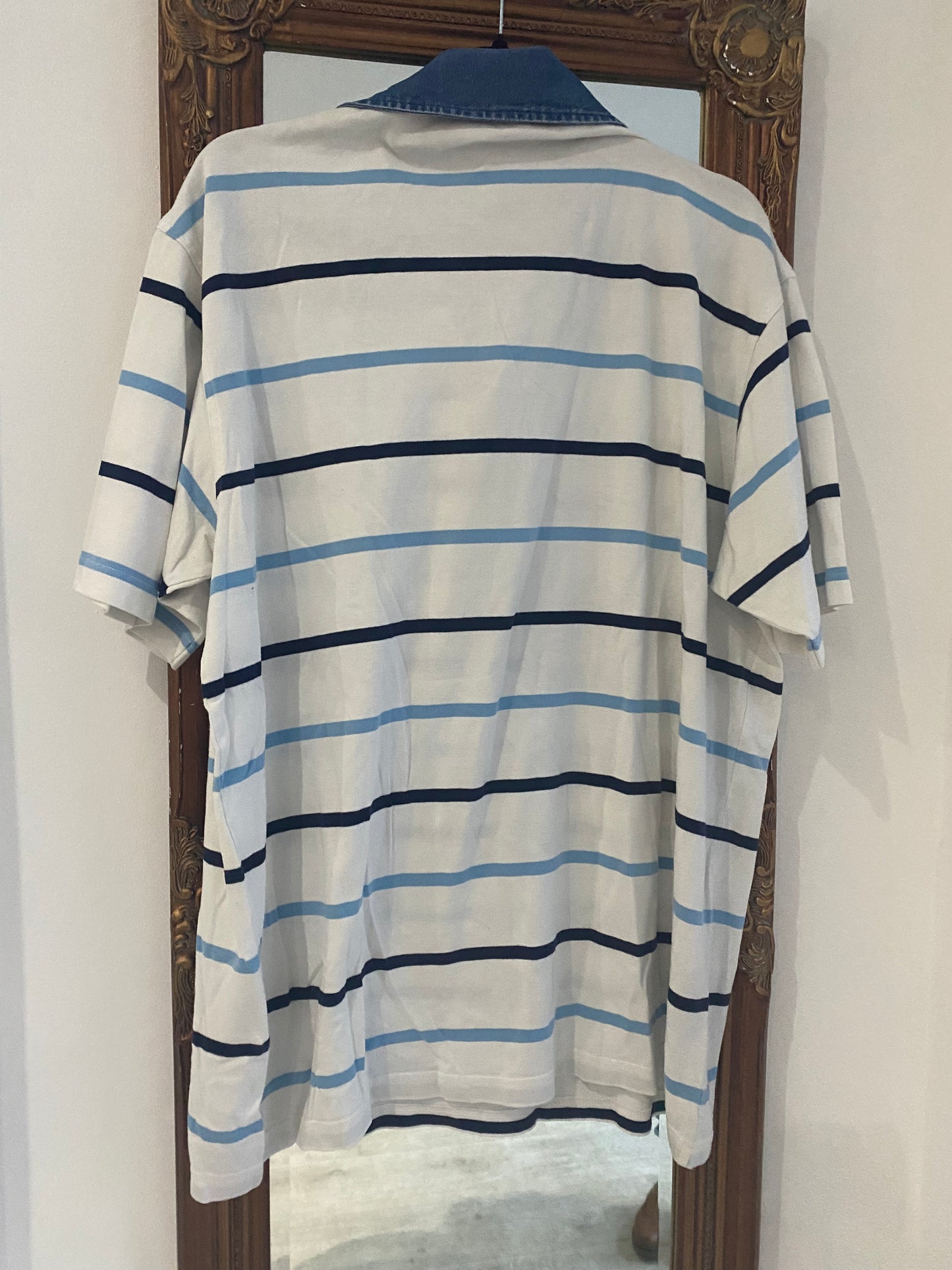 Gant White Striped Polo Shirt Size XL