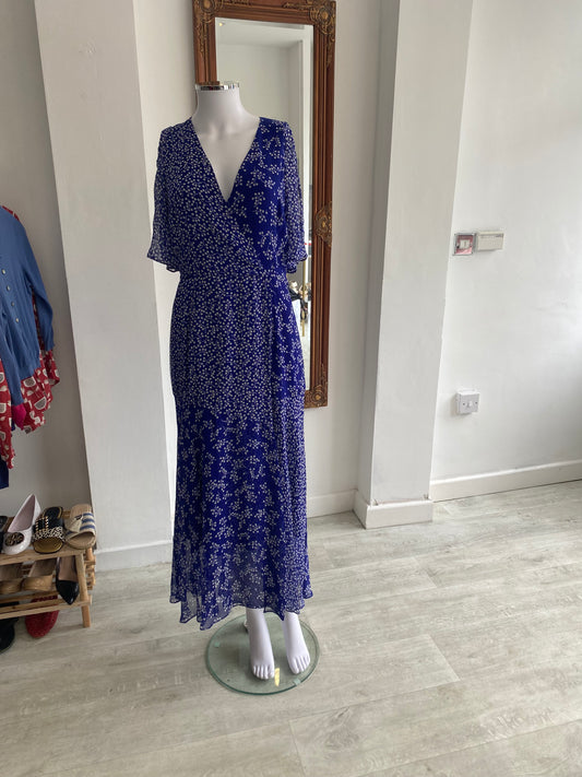 LK Bennett Blue Printed Maxi Dress Size 14