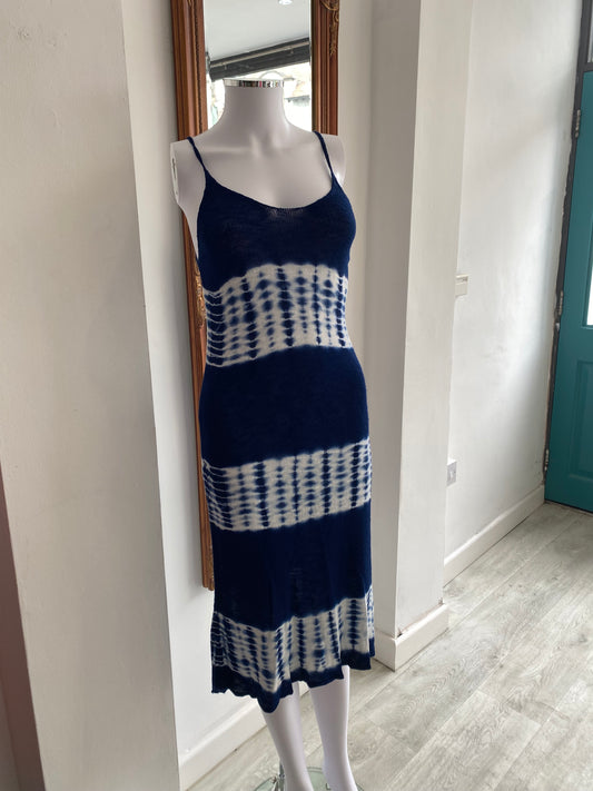 Ralph Lauren Blue and White Knitted Dress Size 6-8